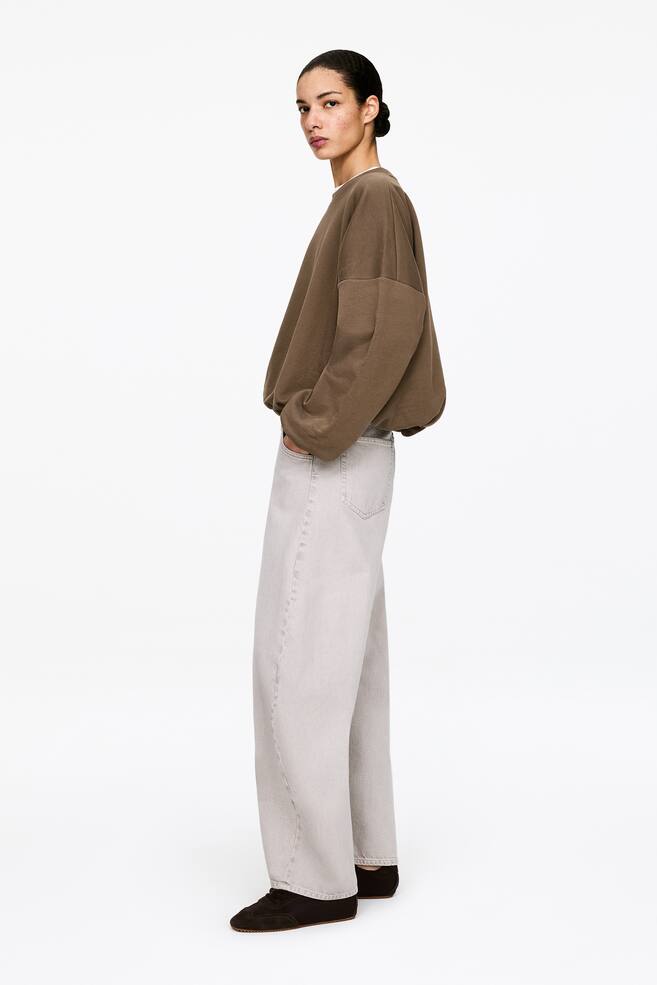 Sweatshirt mit Ballonschnitt-Braun - 3