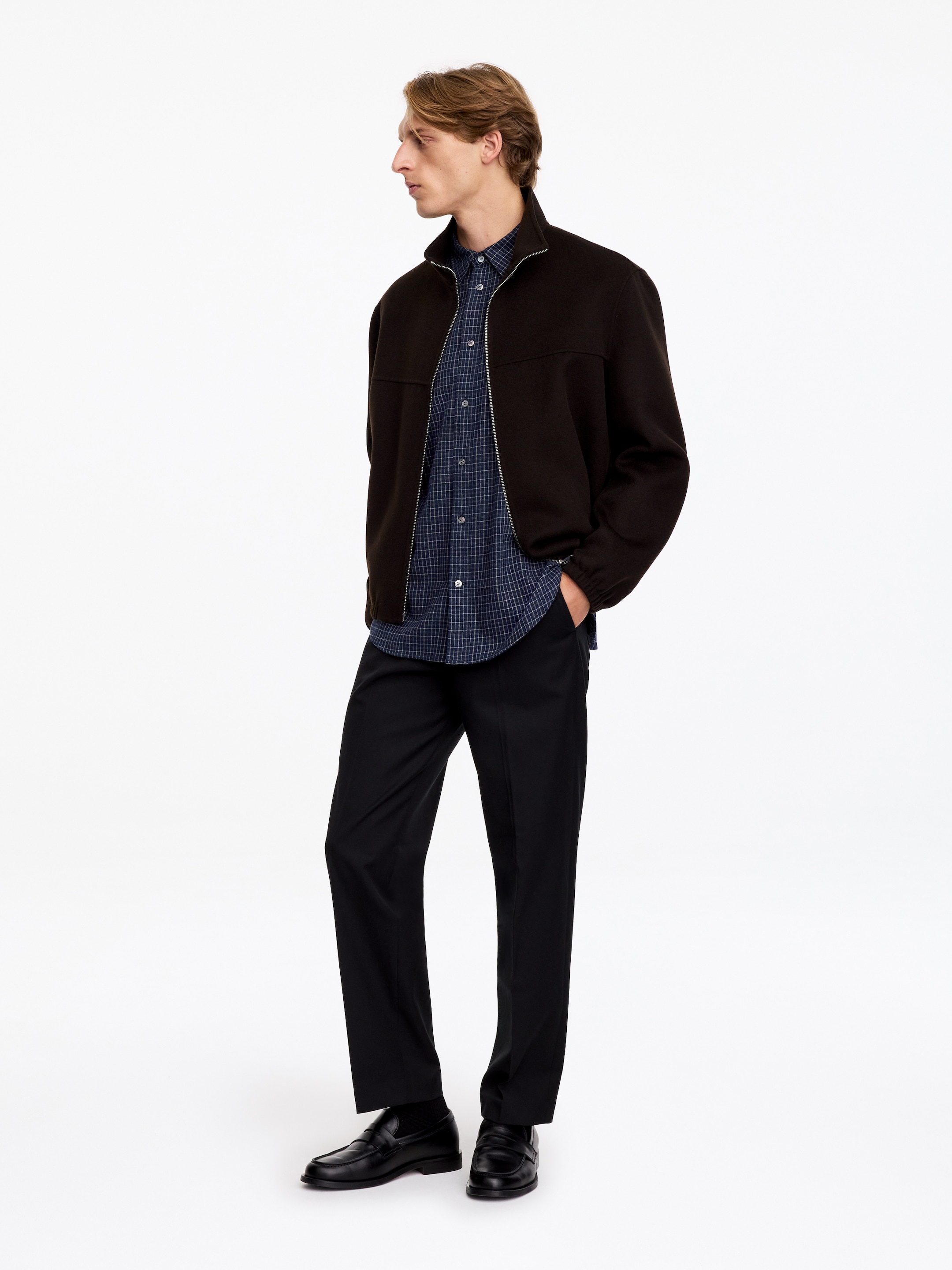 Camisa de franela cepillada - Azul marino oscuro - Corte relajado - men - StillMedia/Lookbook - 2