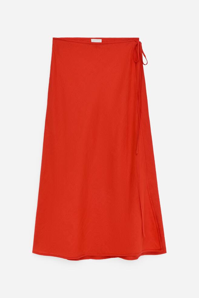 Linen Wrap Skirt - Red/Black - 1
