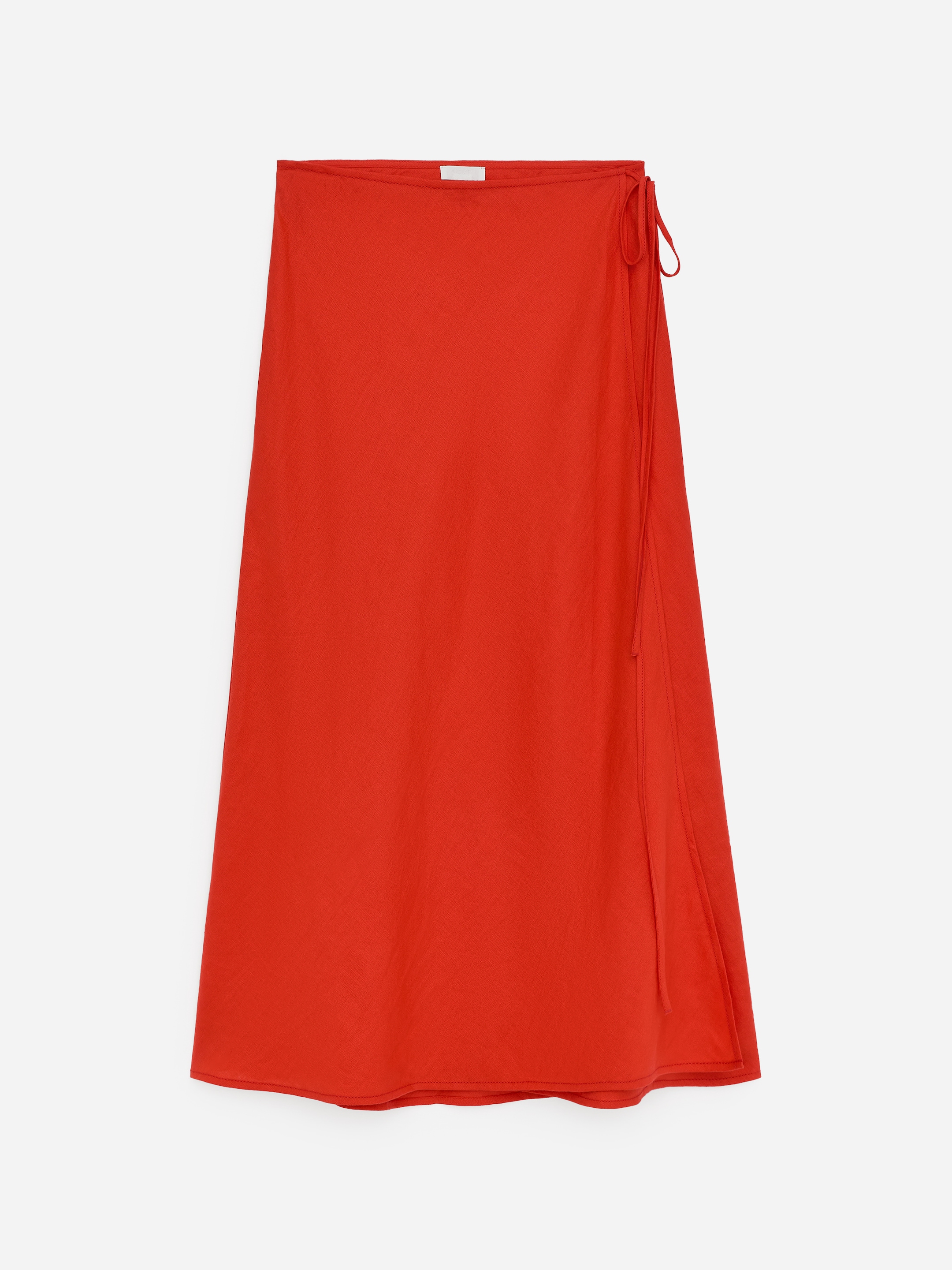 Linen Wrap Skirt-Red-18958
