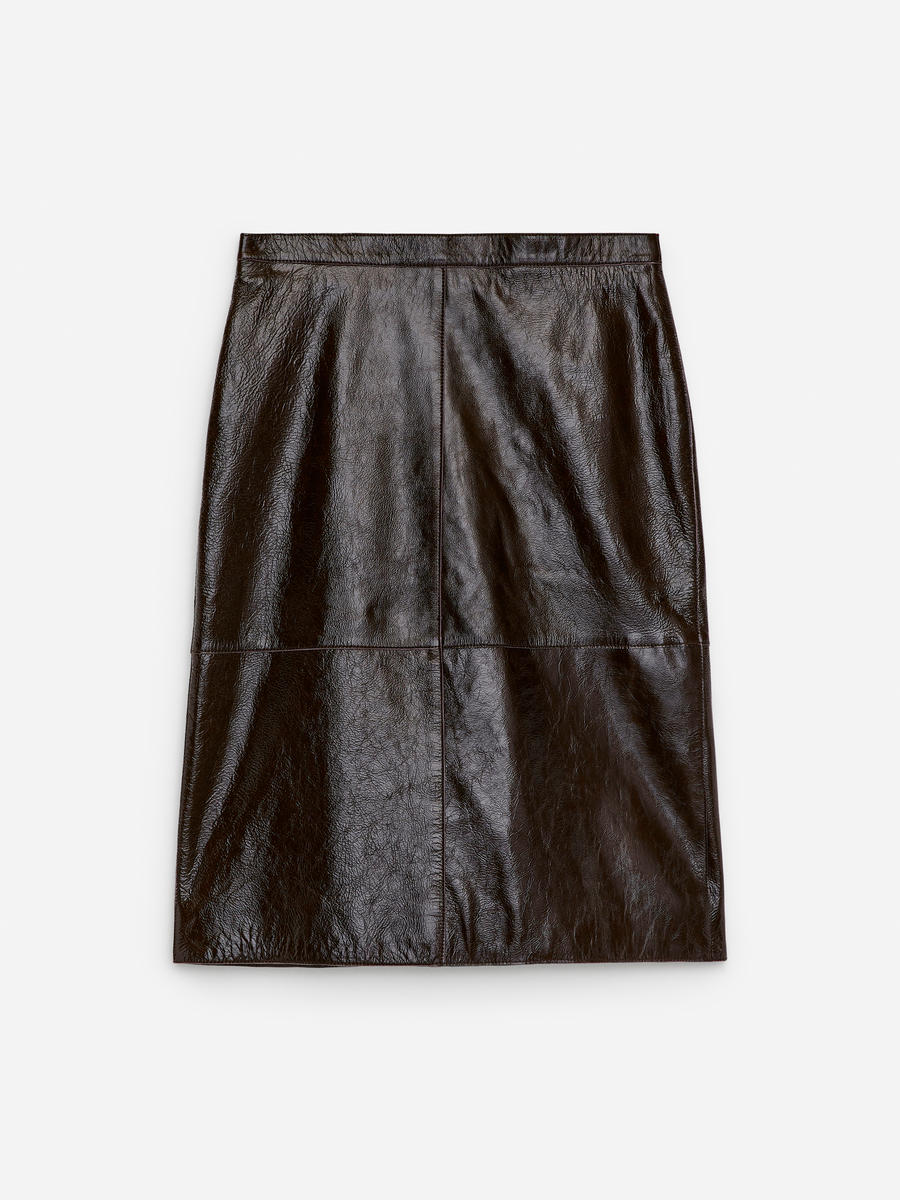 ARKET Women's  Naplak Leather Skirt Brown,  size 42