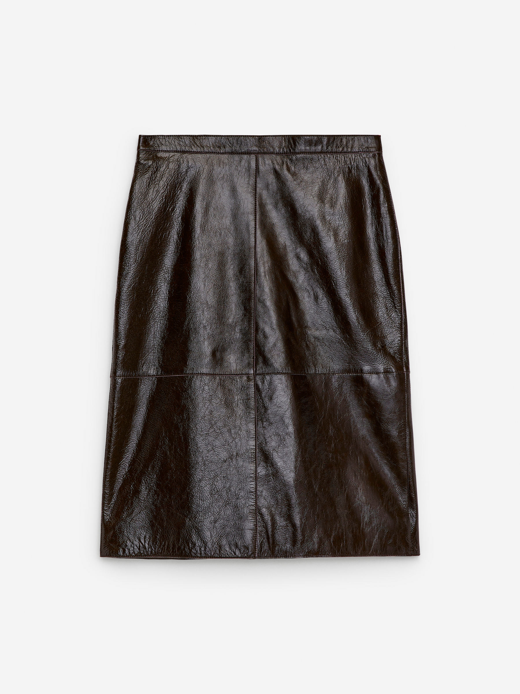 Naplak Leather Skirt-#3F3838-16751