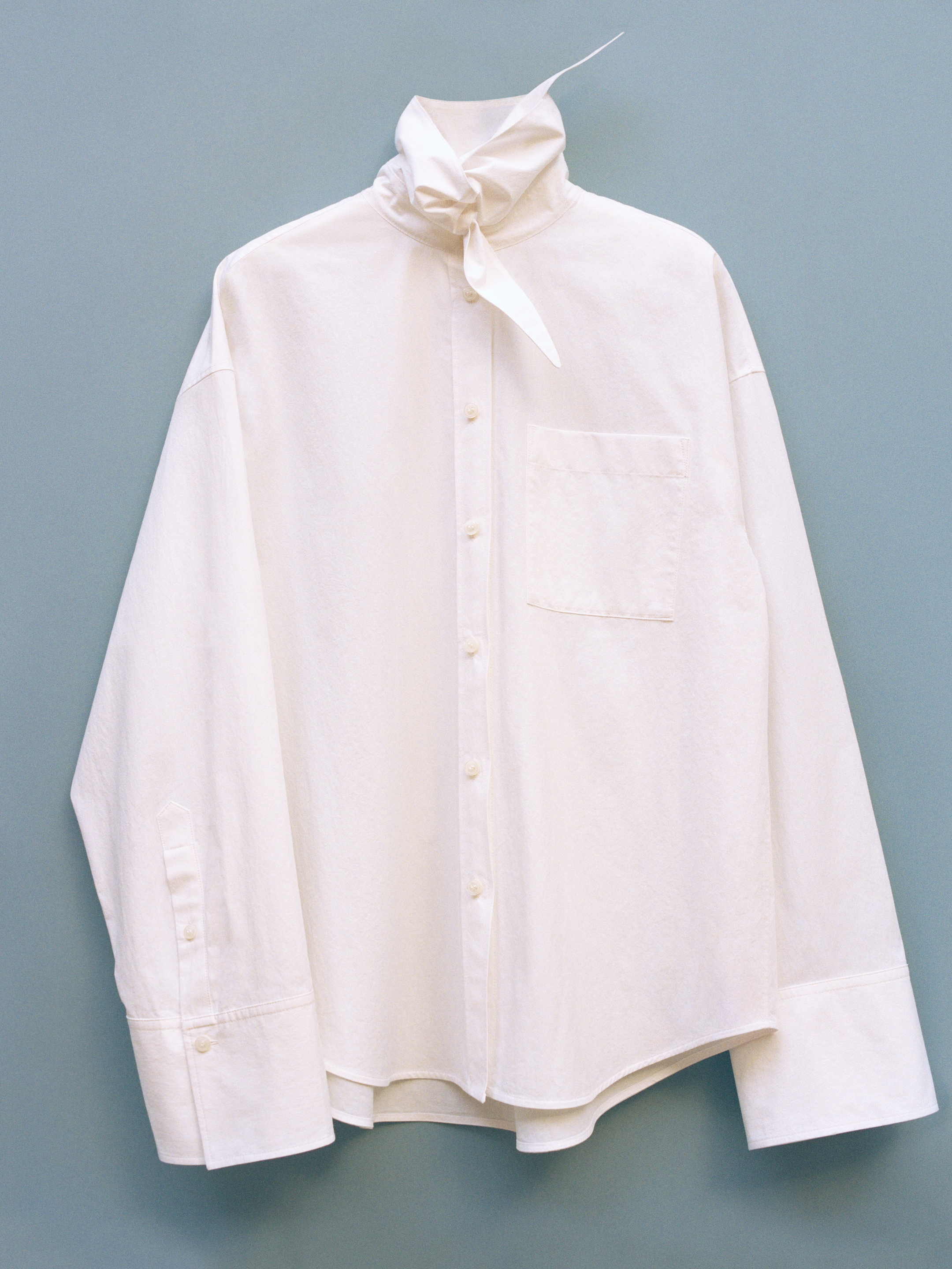 Tie-Detail Pima Cotton Shirt - White - Regular fit - women - StillMedia/Environmental - 1