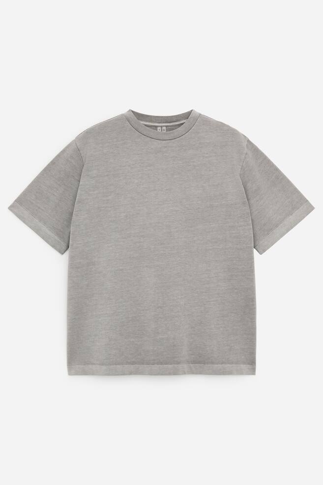 Stückgefärbtes Interlock-T-Shirt - Grau/blassgrün/Blau - 1