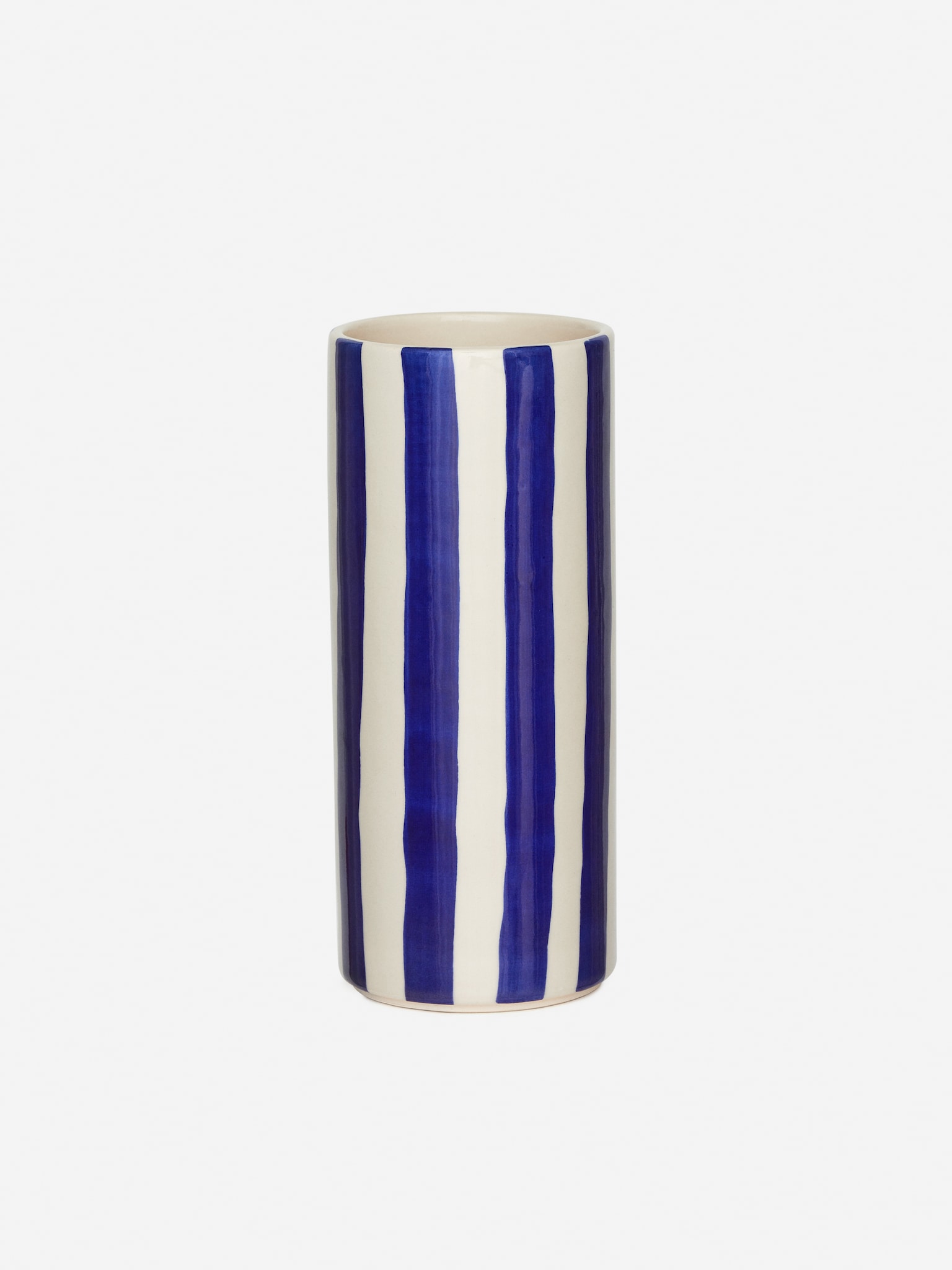 Vase aus Steingut, 23 cm - Weiß/Blau/Blau/Weiß/Weiß/Blau