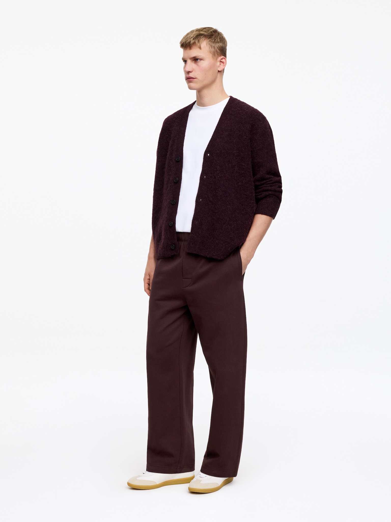 Jogginghose aus French Terry - Dunkelrot/Schwarz - 5