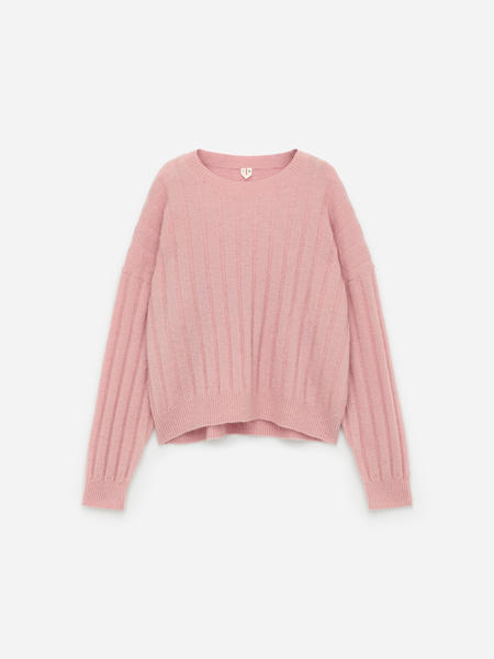 Luxury Mohair V-Neck Jumper - Dusky Pink/Truffle