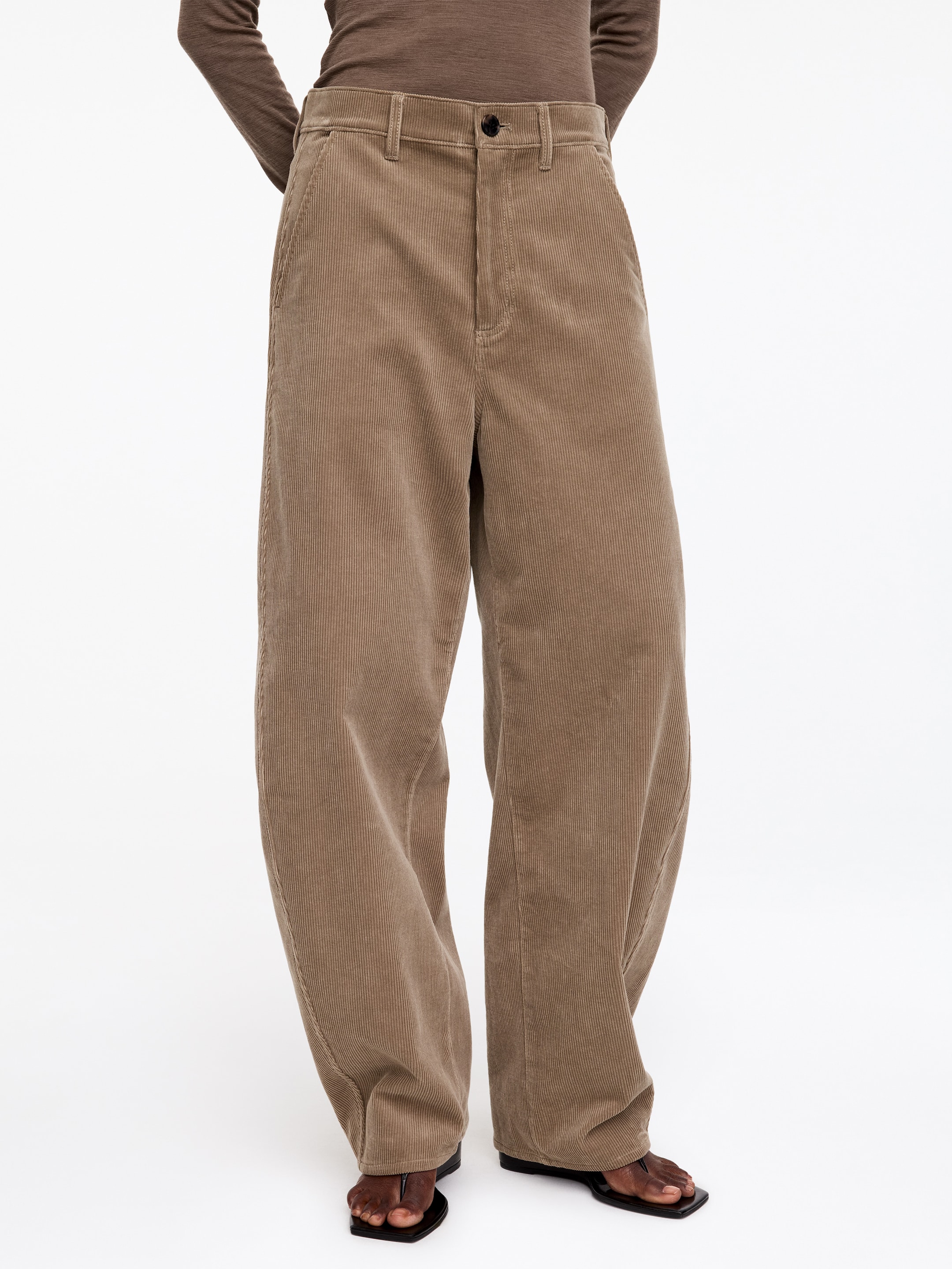 Corduroy Barrel Trousers - Beige - Regular fit - women - StillMedia/Lookbook - 4