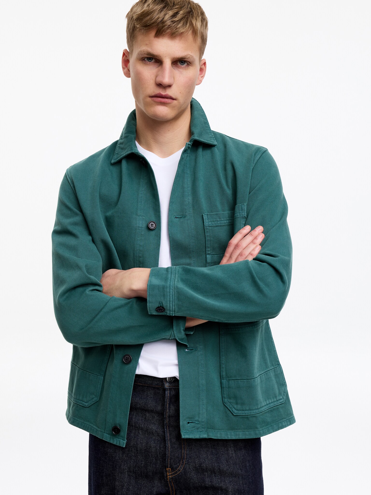 Overdyed-Overshirt aus Twill - Grün/Dunkelblau/Ultramarinblau - 6