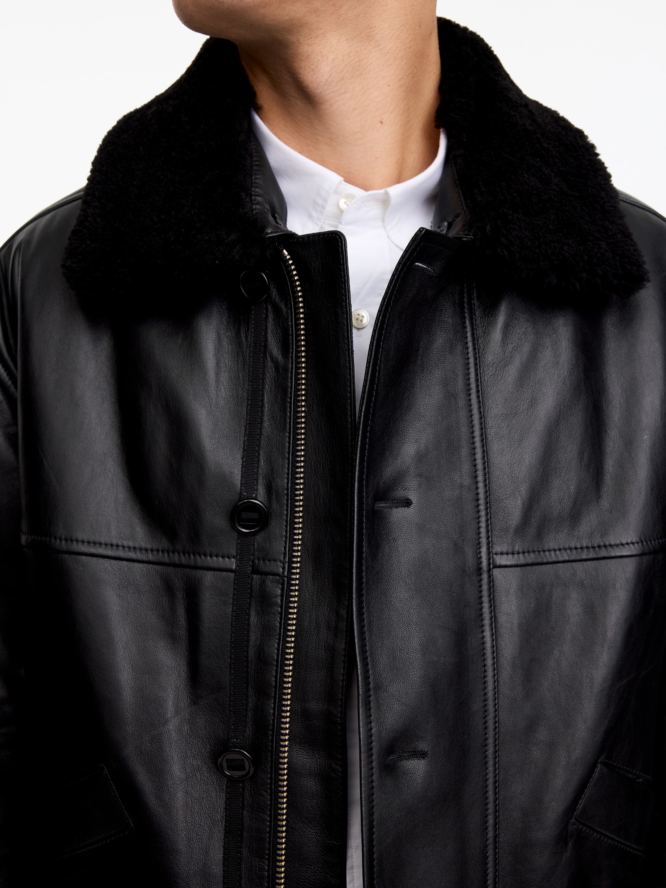Leather Aviator Jacket - Black - Regular fit - men - StillMedia/Lookbook - 8