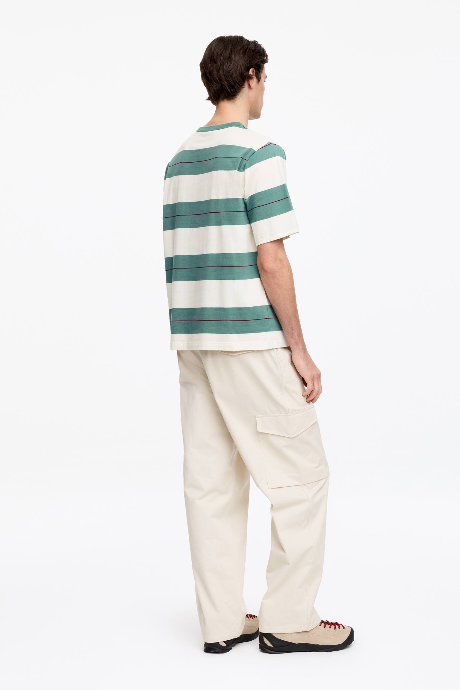 Ruimvallend katoenen T-shirt - Groen/wit/Blauw/wit - 6