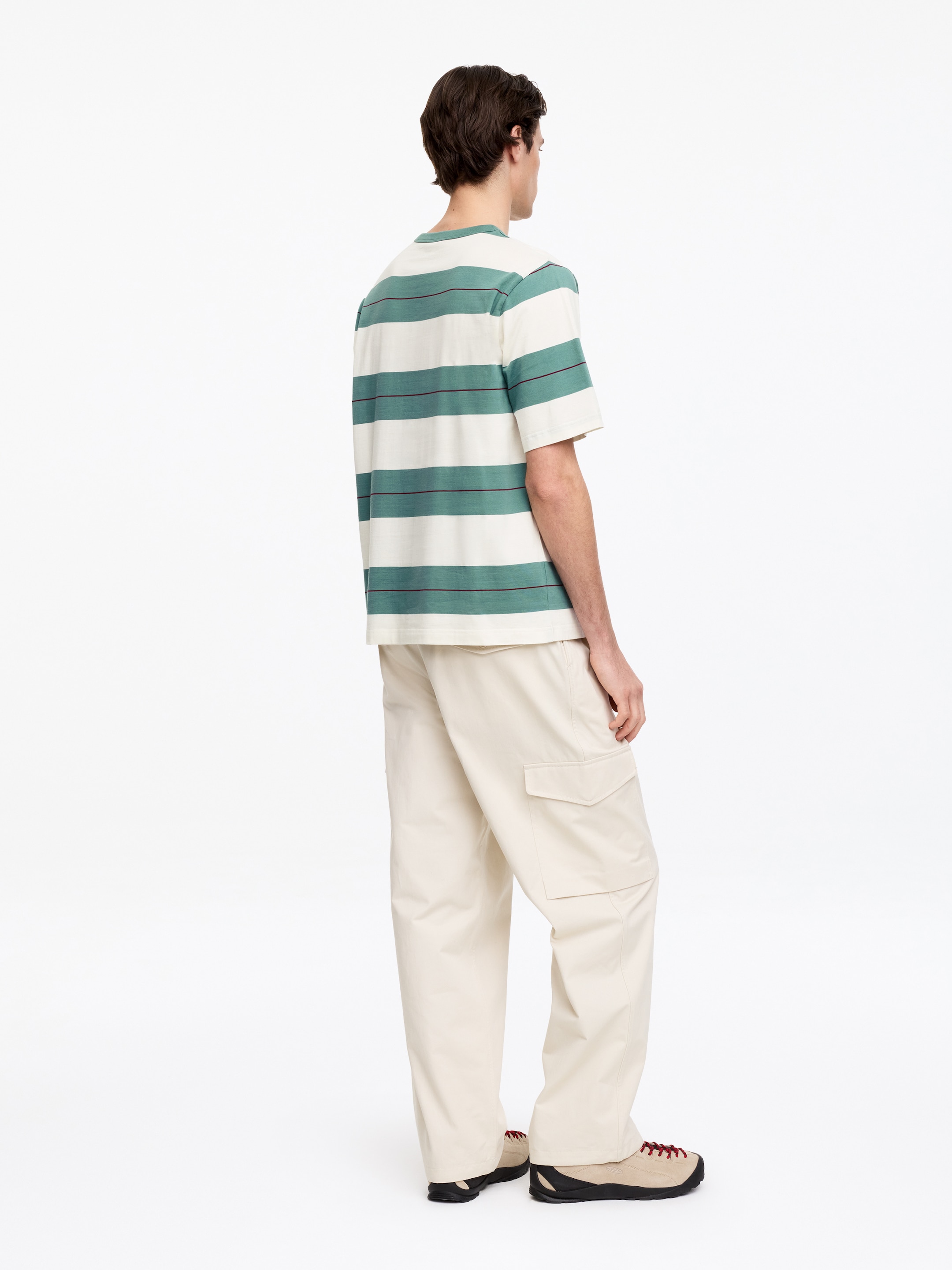 Luźny bawełniany T-shirt - Zielony/Biały - Fason swobodny - Men - StillMedia/Lookbook - 4