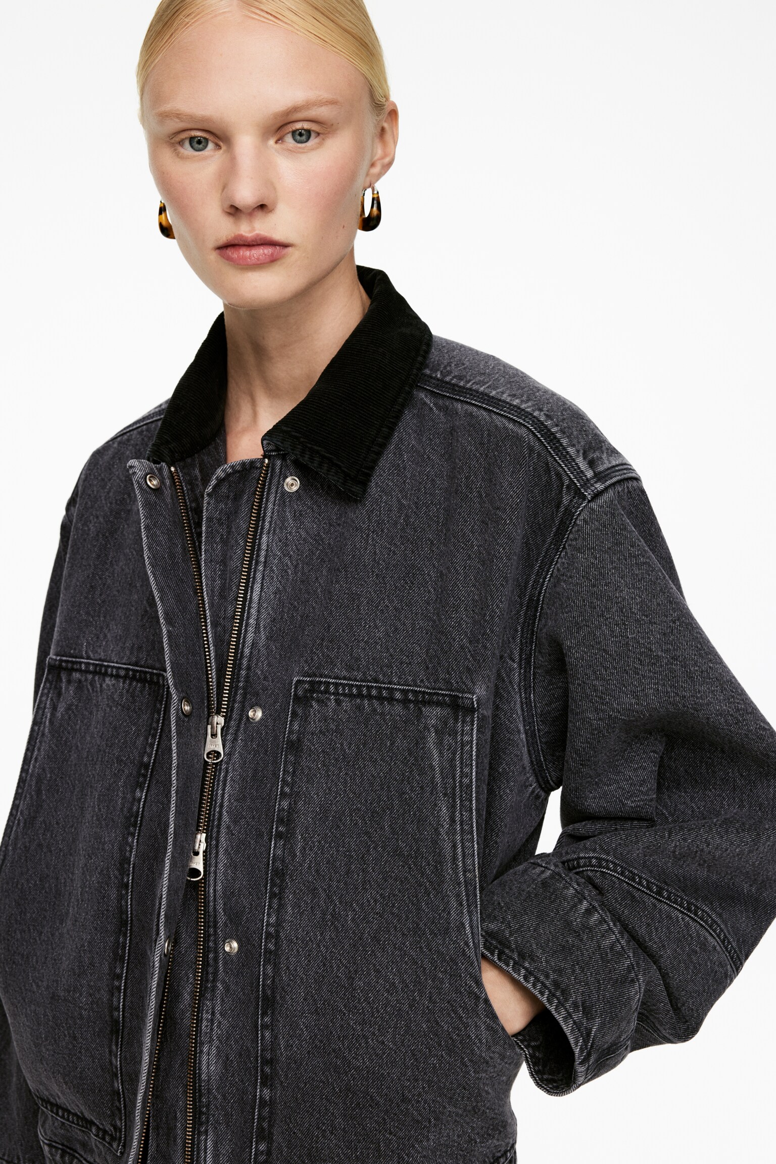 Veste en toile de coton - Gris délavé - 6