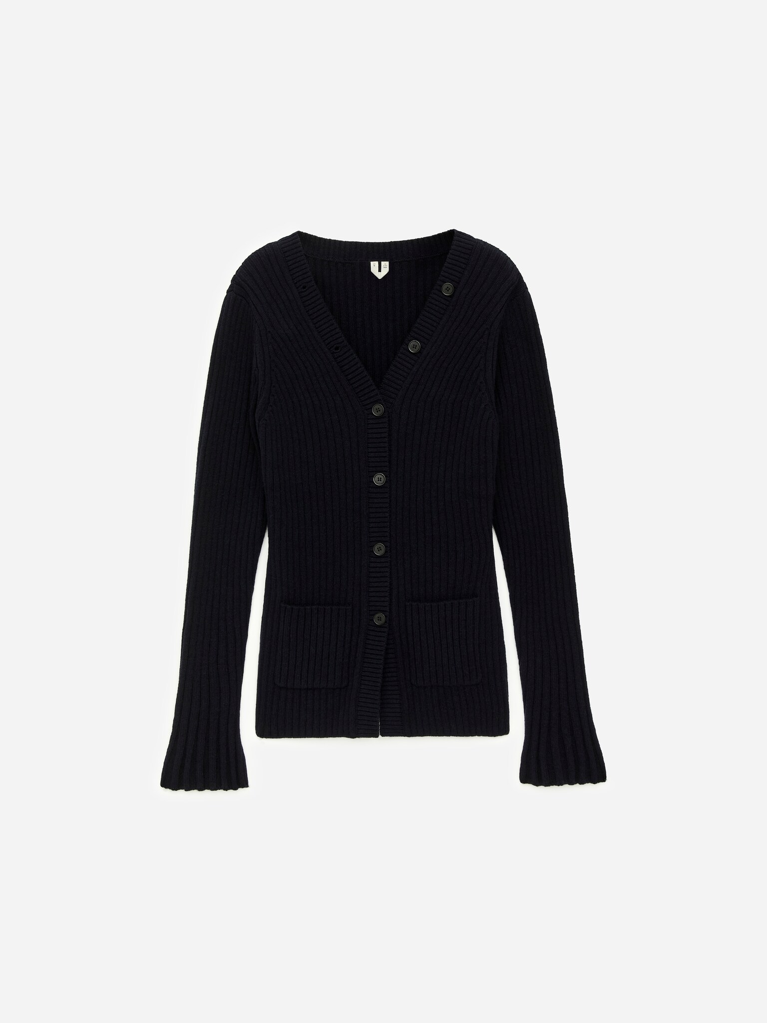 Cardigan en maille côtelée - Bleu foncé/Bordeaux - 2