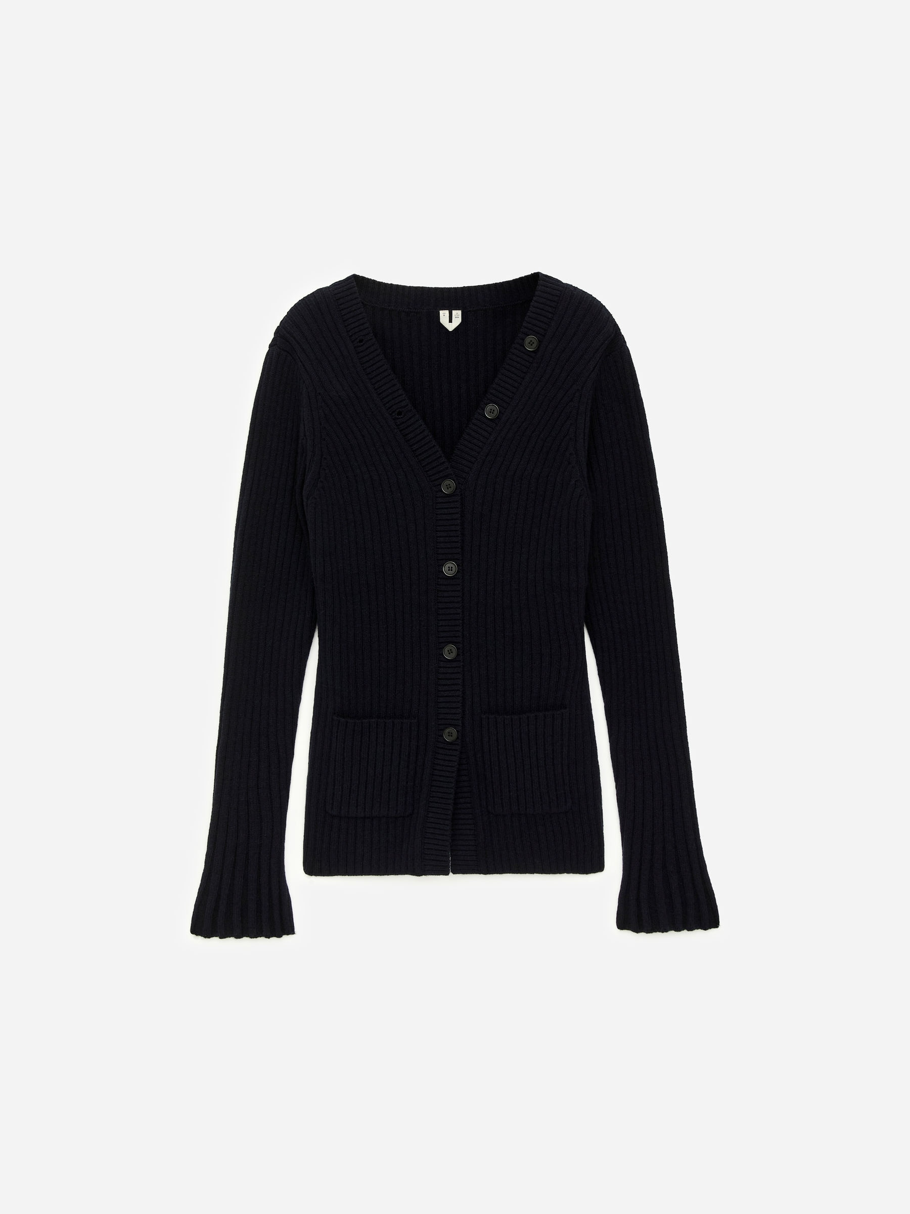 Rib-Knit Cardigan-Blue-17235
