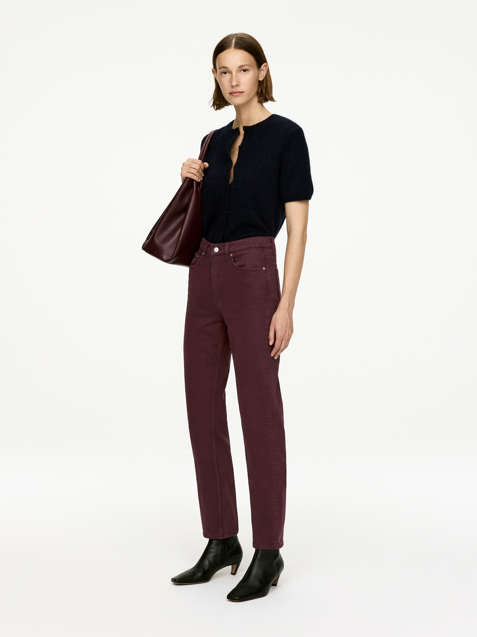 JADE Cropped Slim Jeans - Dunkelrot/Dunkelblau/Blau/Mittelblau/Weiß/Dunkelblau/Schwarz/Dunkelblau - 3
