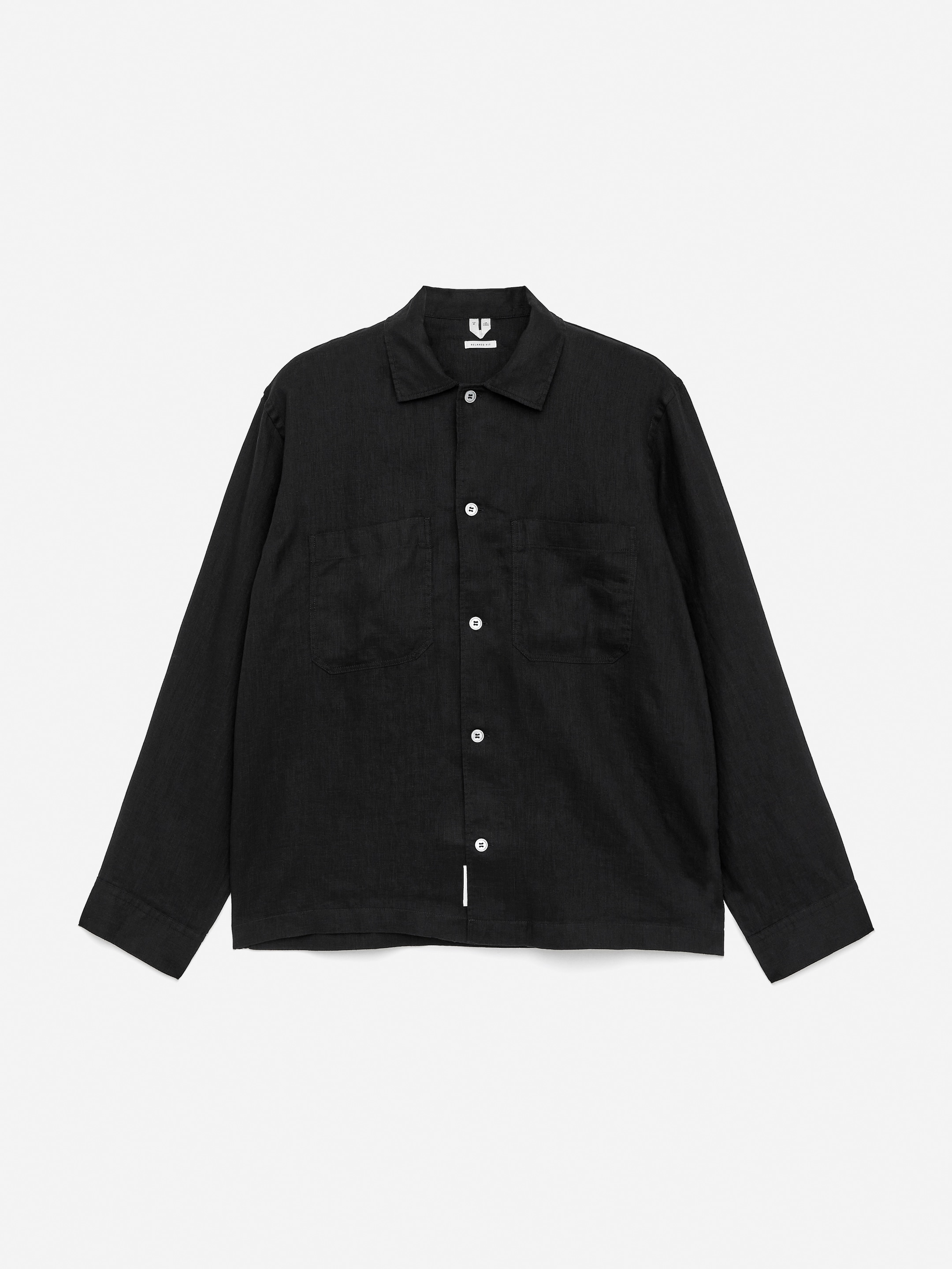 Relaxed Linen Shirt-Black-20004
