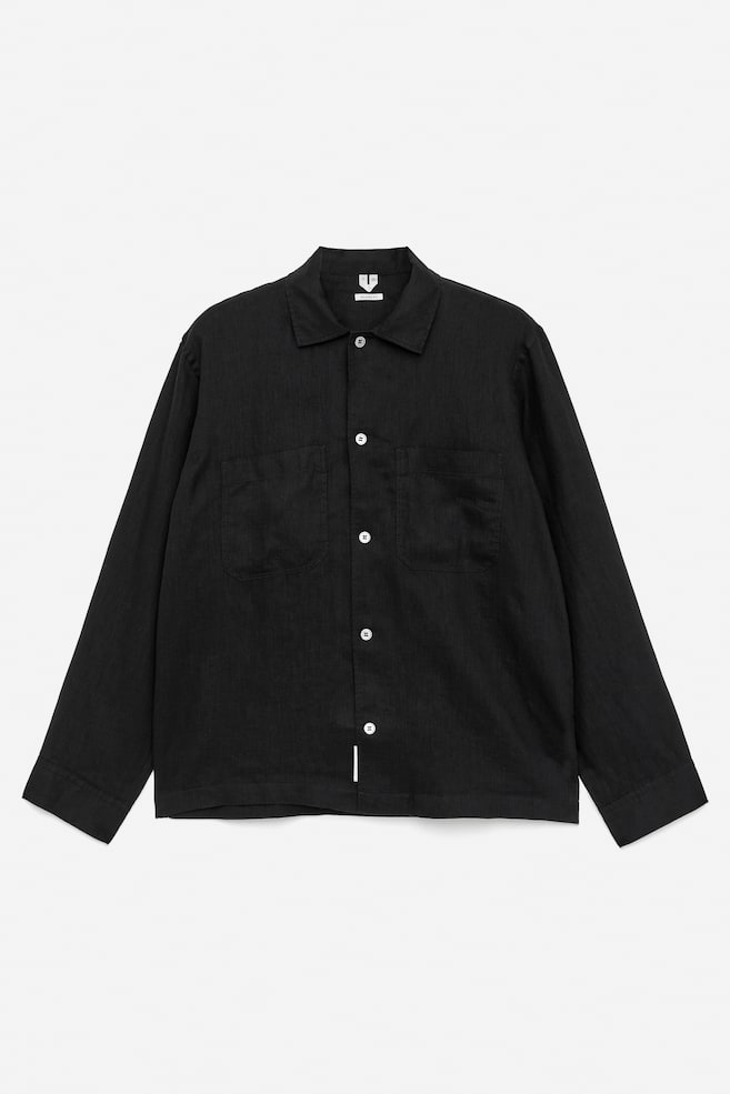 Chemise décontractée en lin - Noir/Marron/Noir/Bleu - 1