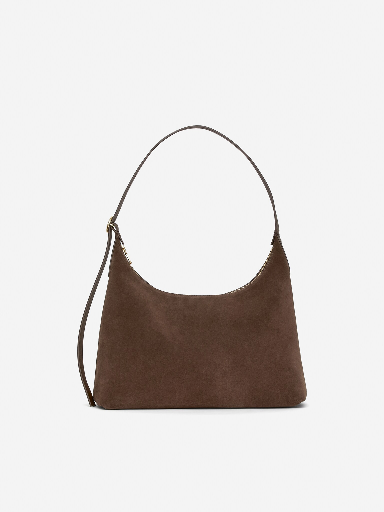 Suede Shoulder Bag - Brown - 8