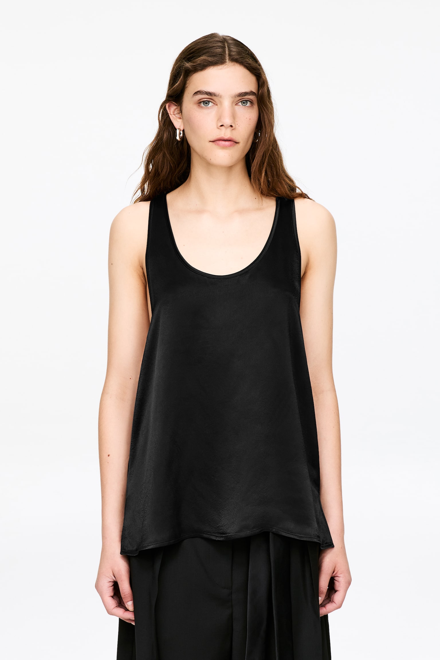 Sporty satengtopp - Svart/Offwhite - 1