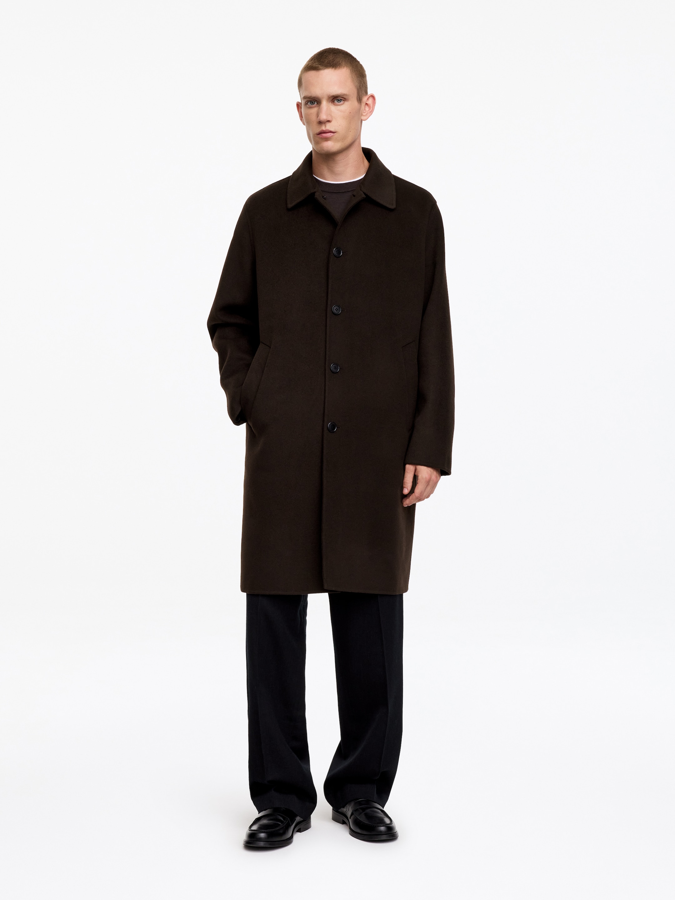 Doubleface-Mantel aus Wolle - Dunkelbraun - Relaxed Fit - men - StillMedia/Lookbook - 5