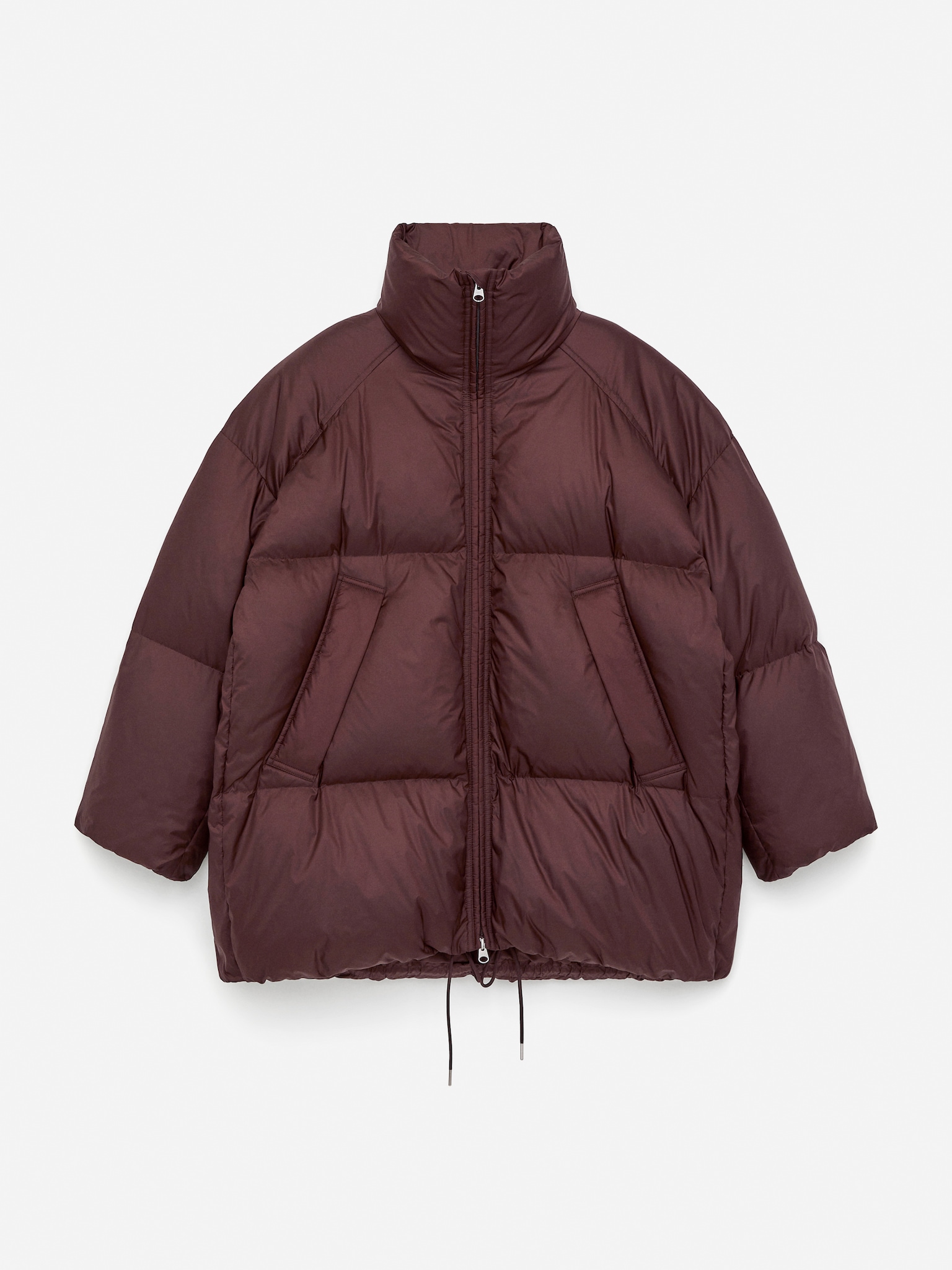 Upcycled Down Puffer Jacket - Dark Brown/Dark Green - 2