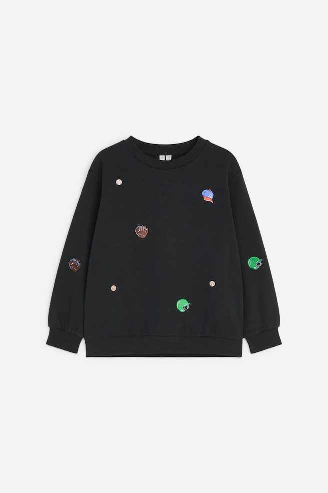 Sweatshirt em felpo - Preto/Basebol/Azul escuro/Corações/Lilás/Corações vermelhos/Verde - 1