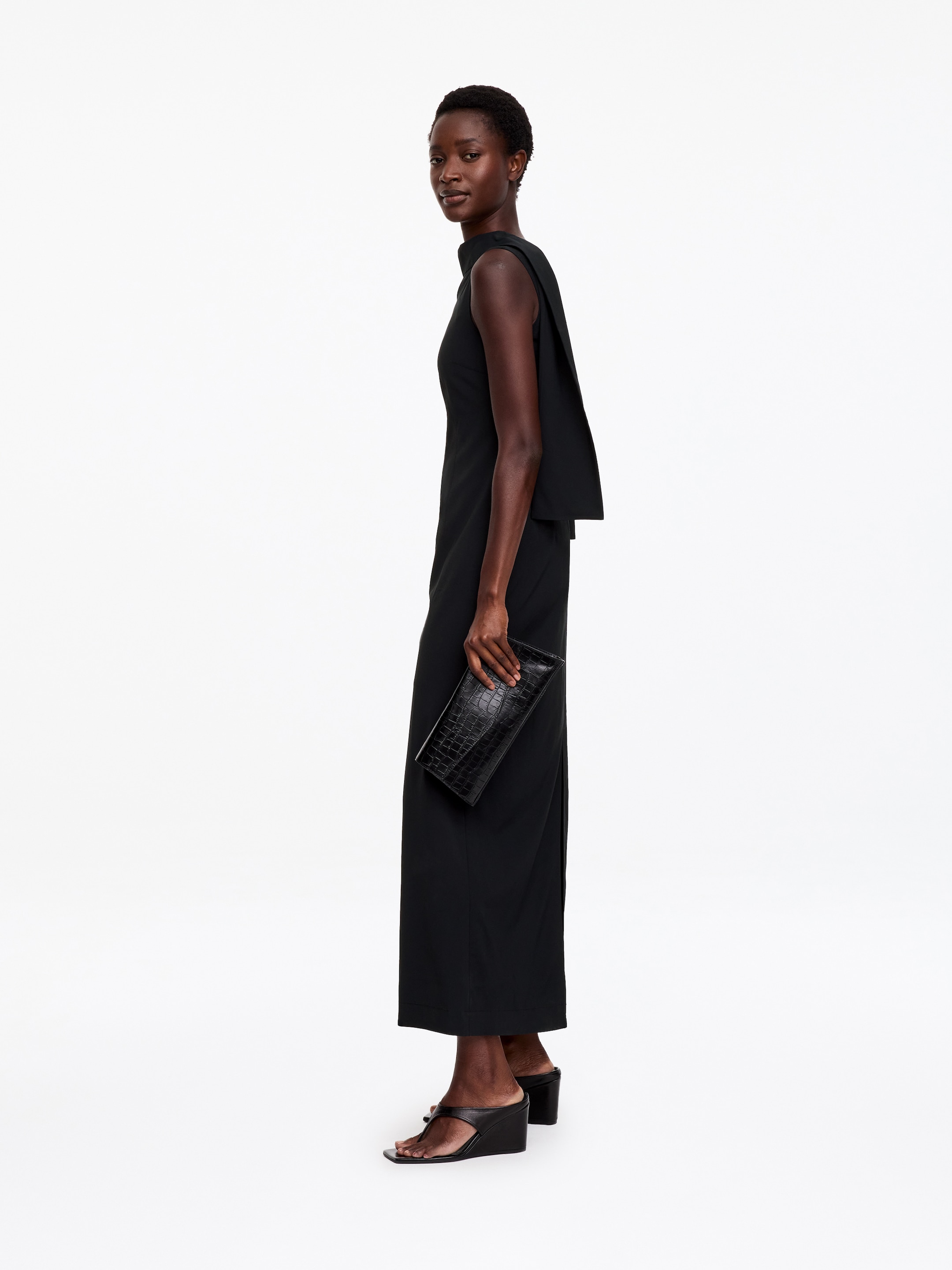 Draped Neck Dress - Black - Slim fit - women - StillMedia/Lookbook - 4