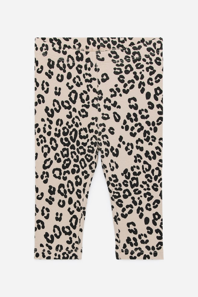 Gerippte Leggings - Beige/Schwarz/Blau/Grün/Rosa/Orange/Rostrot/Punkte in Blau/Rosa/Rot/Rosa/Orangen - 1
