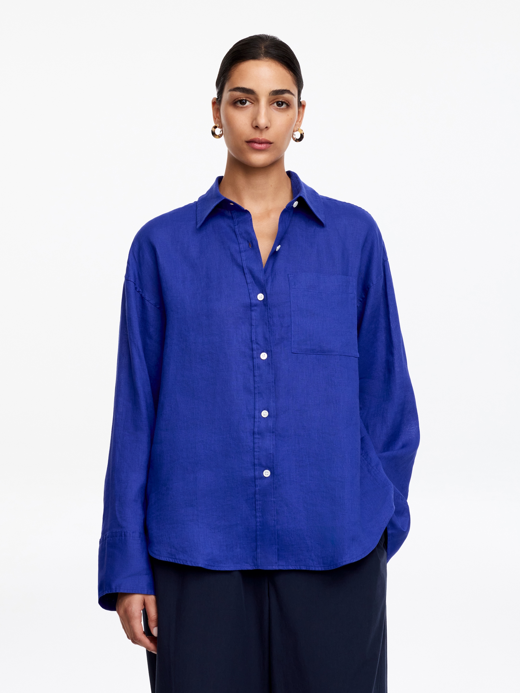 Linen Shirt-#1E00C0-19598