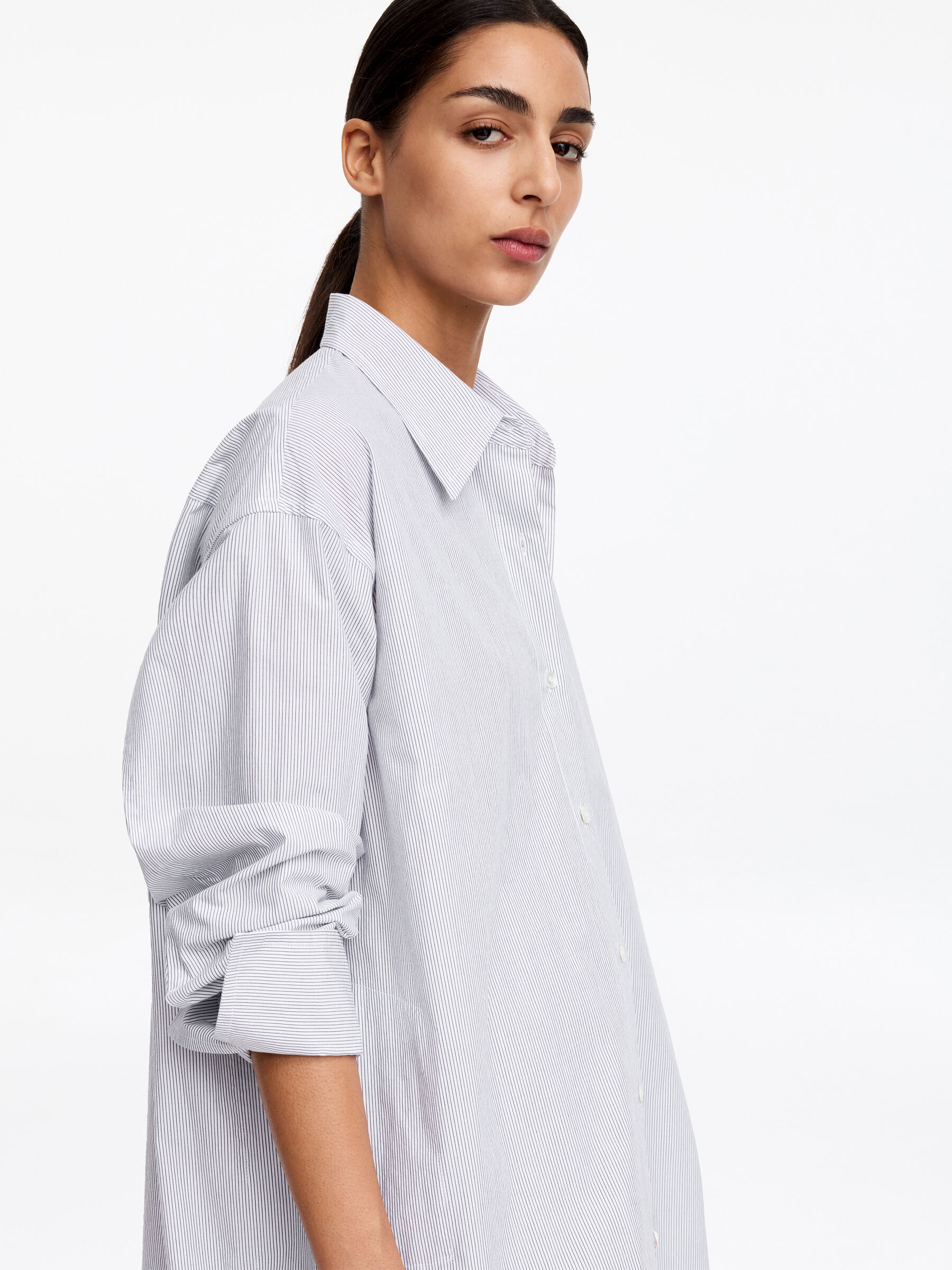 Cotton Shirt Dress - White - Loose fit - Women - StillMedia/Lookbook - 4