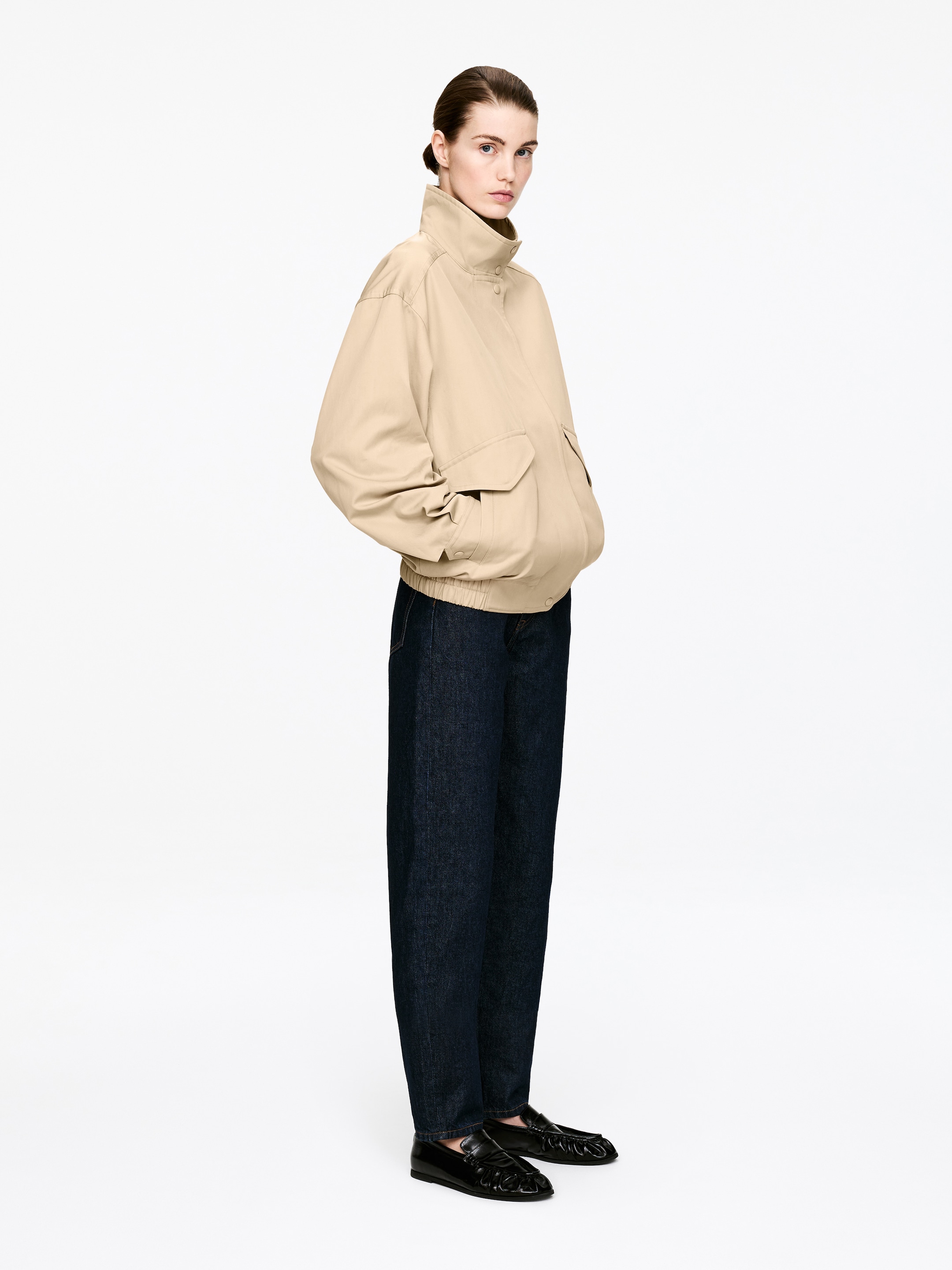 Harrington Jacket - Beige - Oversized - Women - StillMedia/Lookbook - 4