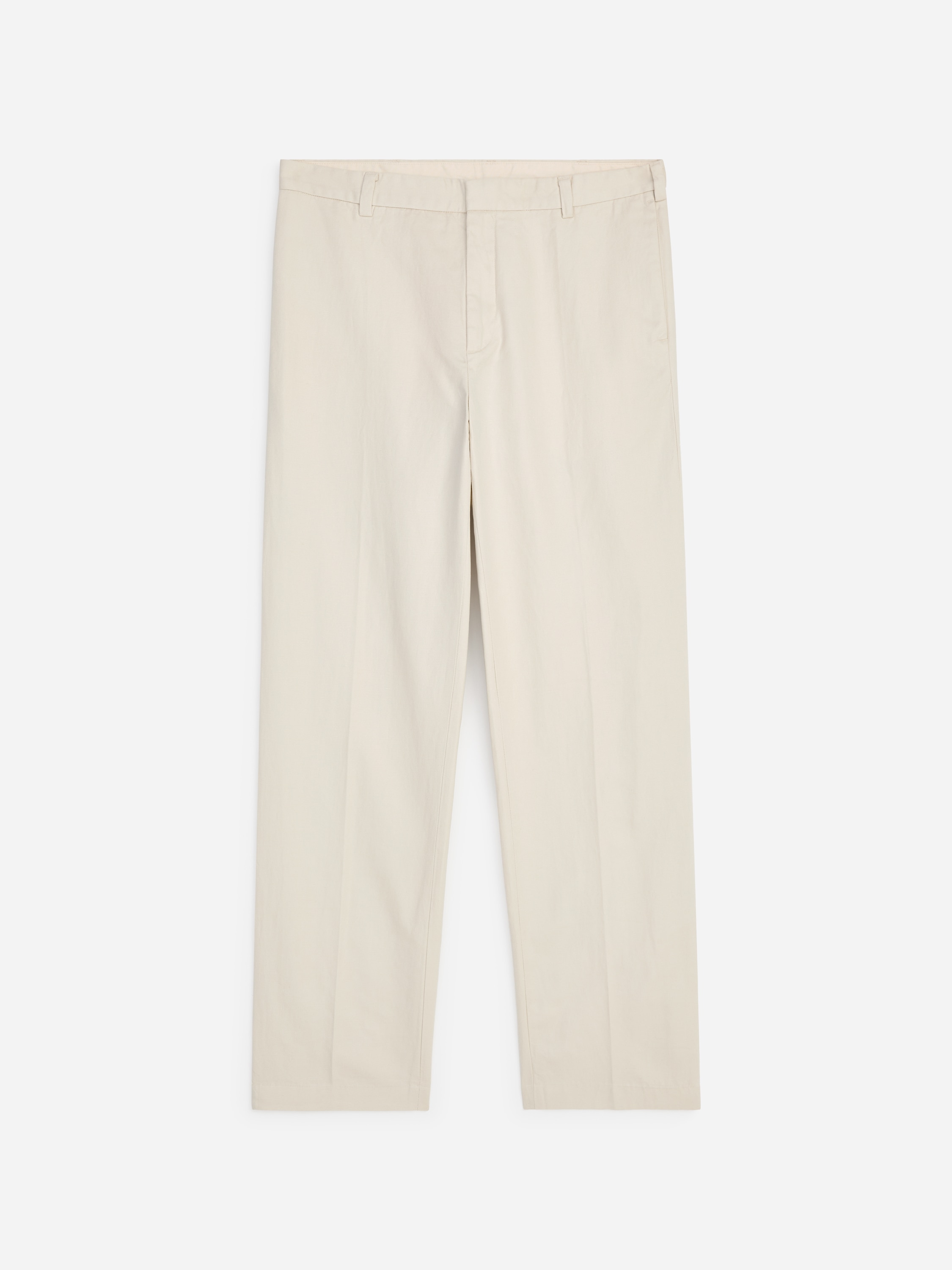 Панталони С Нормална Кройка От Памук И Лен - Beige/Dark Blue