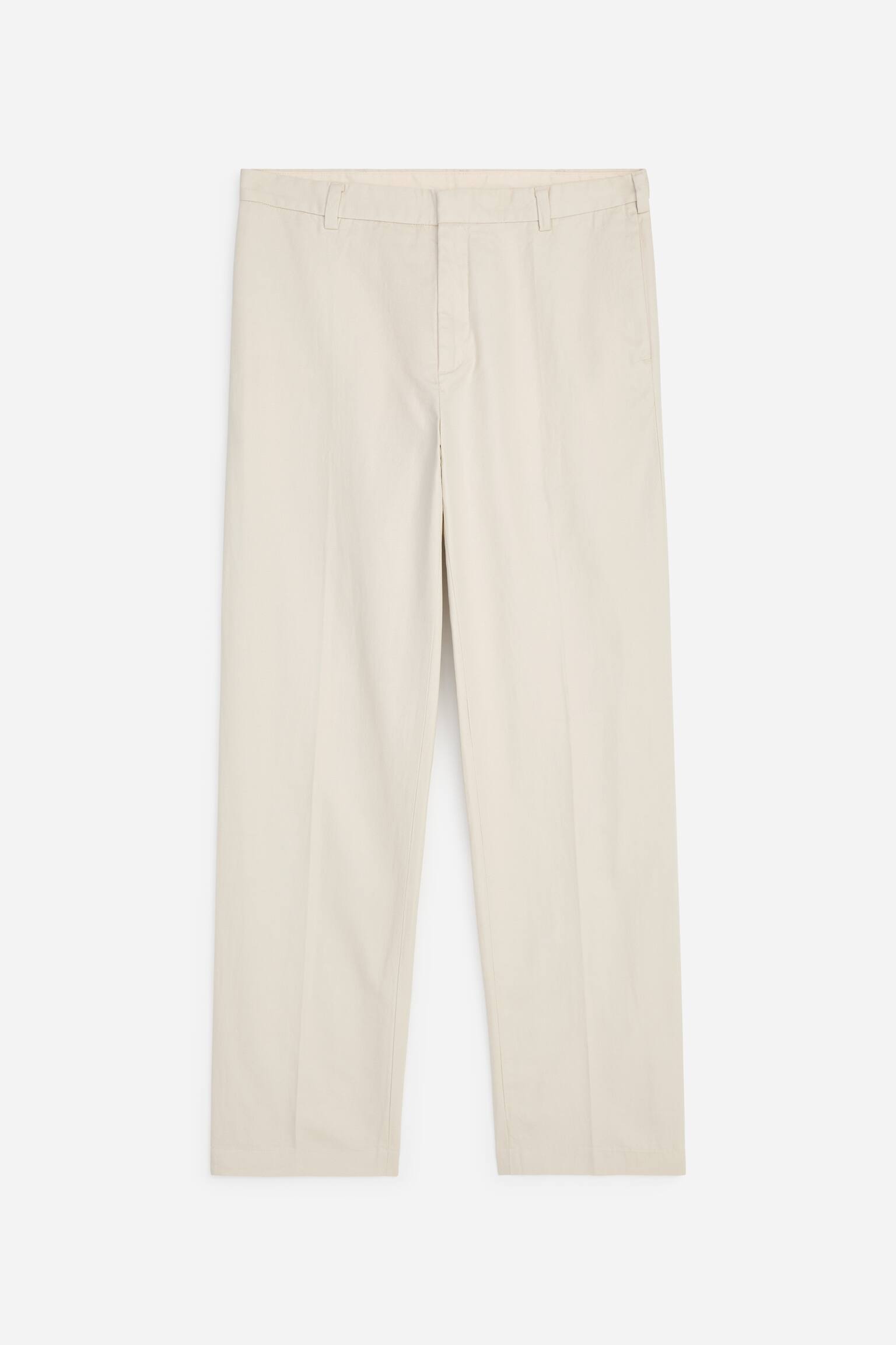 Regular Cotton Linen Slacks - Beige/Dark Blue - 1