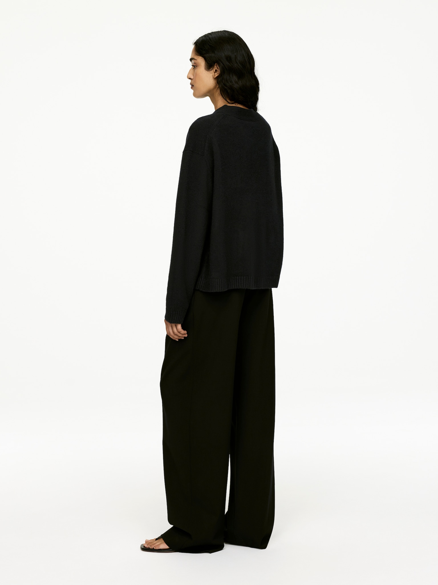 Cardigan en laine et cachemire - Noir/Gris chiné - 5