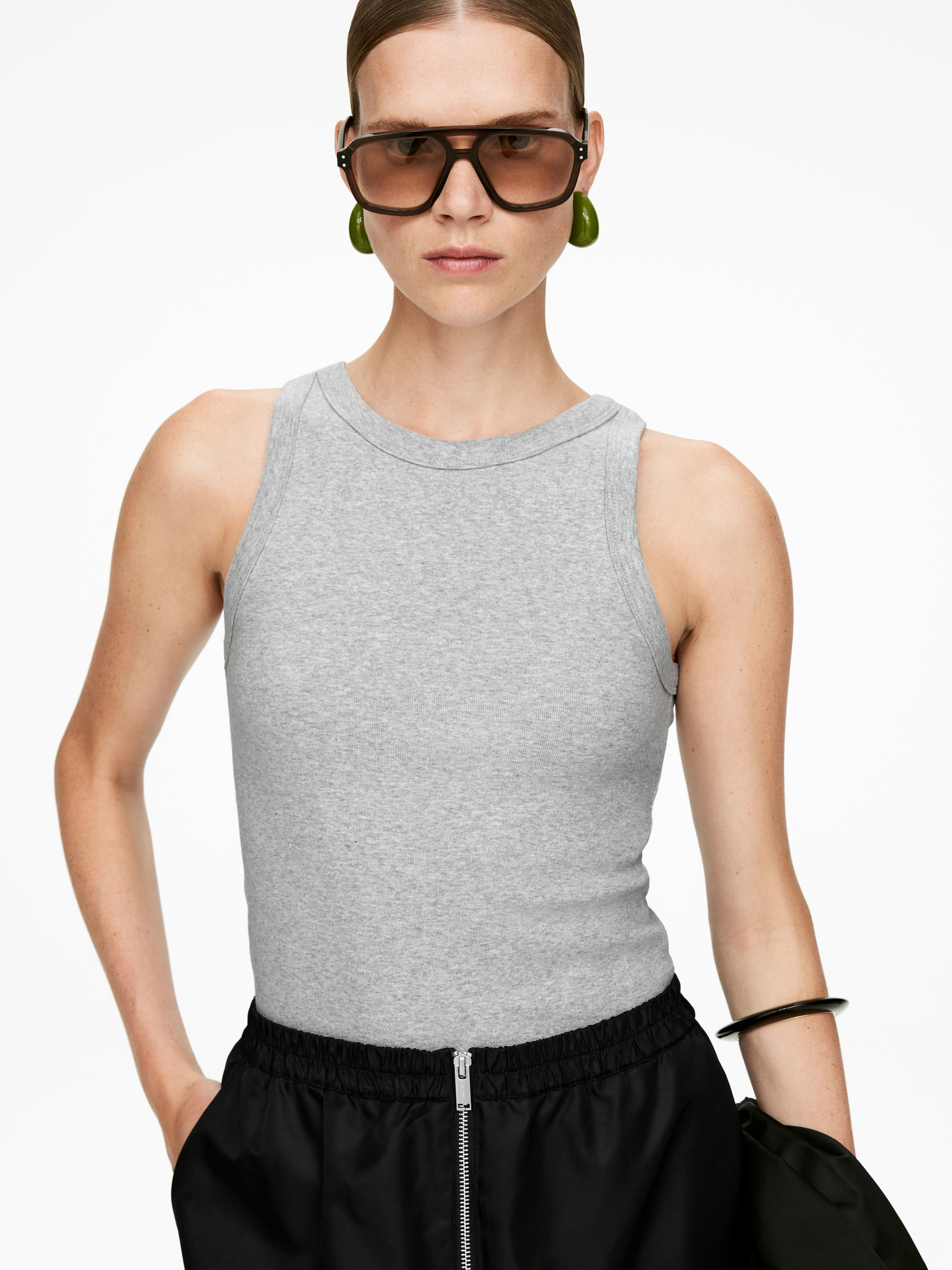 Rib Tank Top - Grey - Slim fit - Women - StillMedia/Lookbook - 9