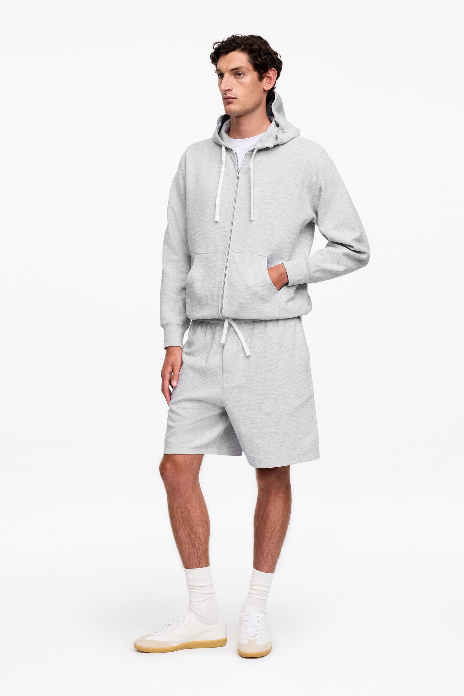 Jersey hoodie met rits - Lichtgrijs gemêleerd - 4