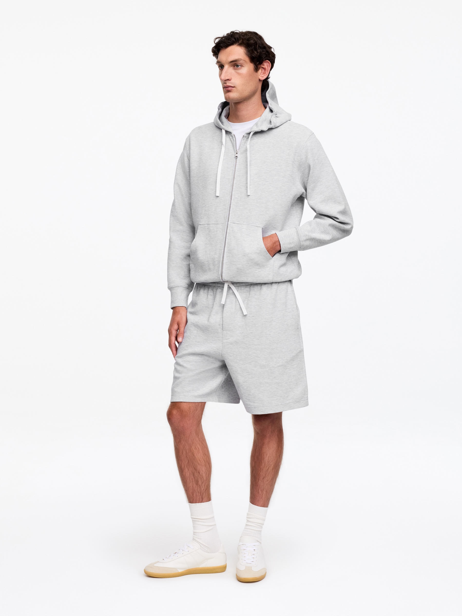 Jersey-Kapuzenjacke mit Reißverschluss - Hellgrau meliert - Regular Fit - Men - StillMedia/Lookbook - 3