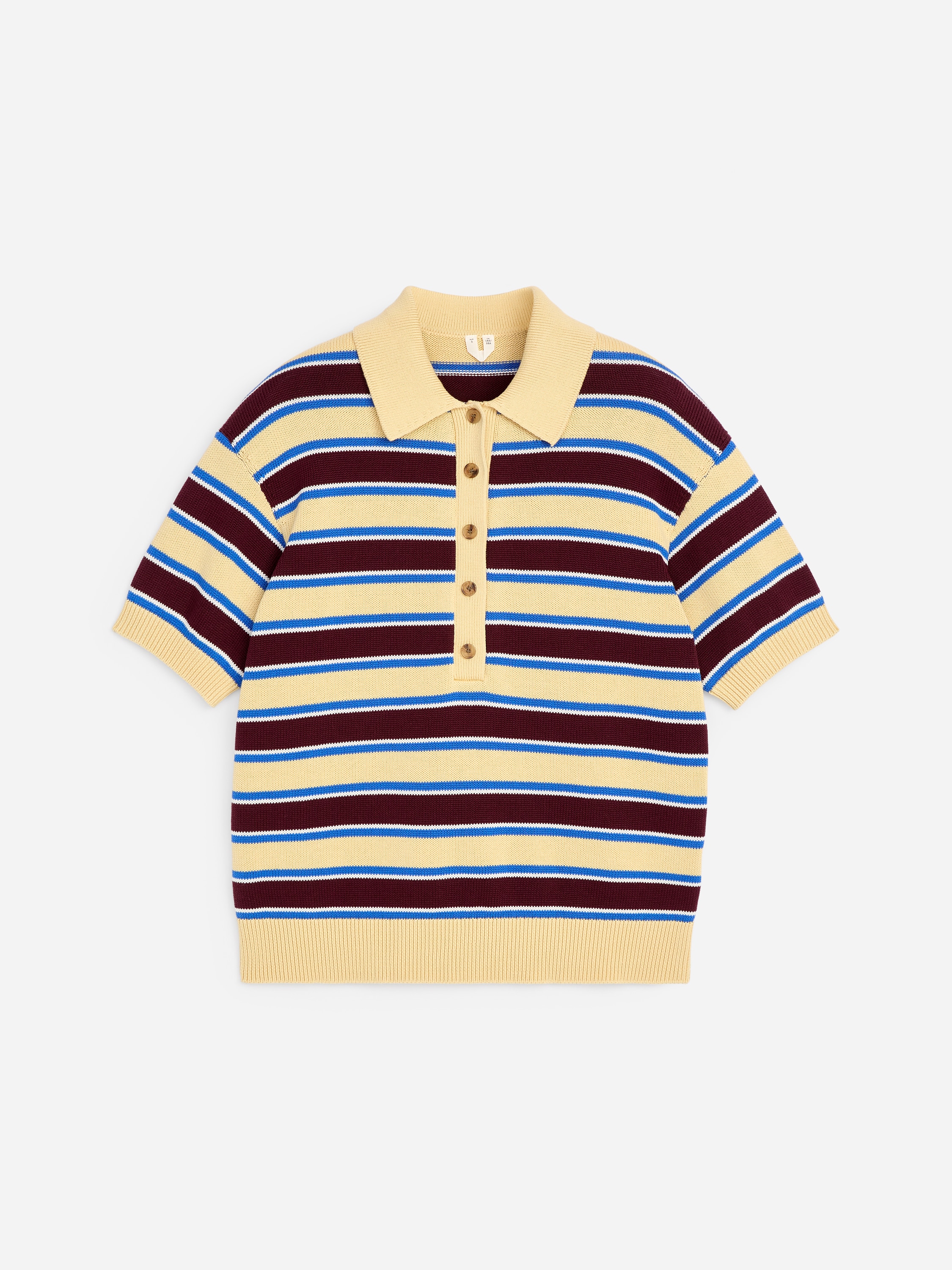 Tricou Polo din Bumbac cu Mânecă Scurtă - Galben/Albastru/Maro/Alb