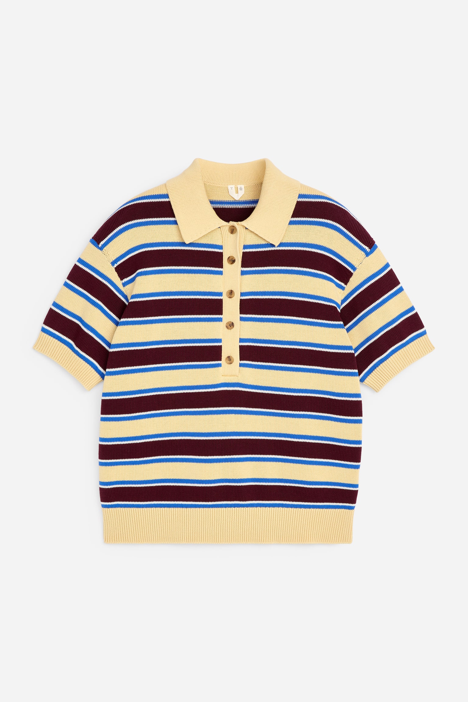 Camisola polo de algodão de manga curta - Amarelo/azul/Castanho/Branco - 1