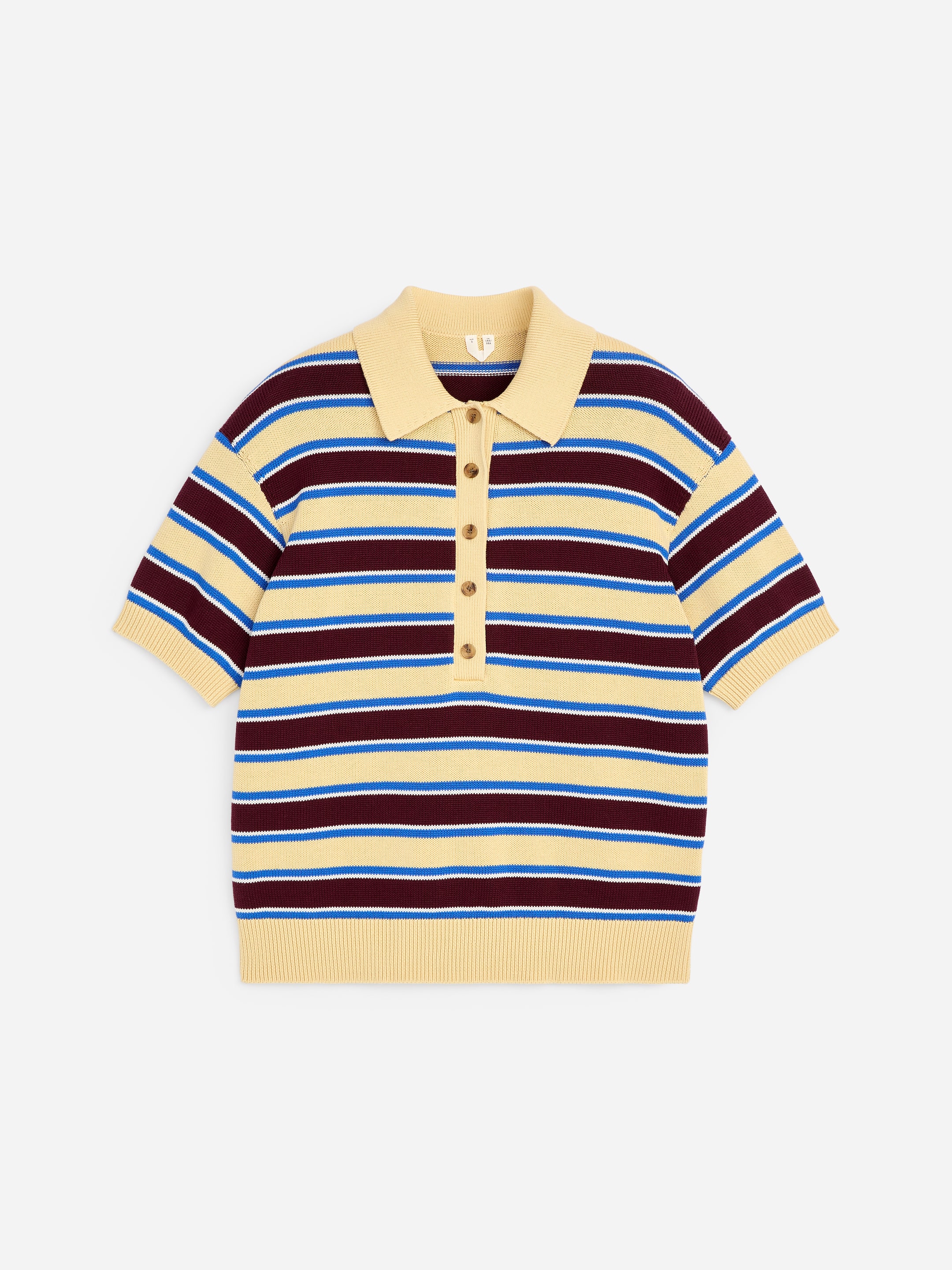 Kurzärmliges Baumwoll-Poloshirt - Gelb/Blau - Regular Fit - Damen - StillMedia/DescriptiveStillLife - 1