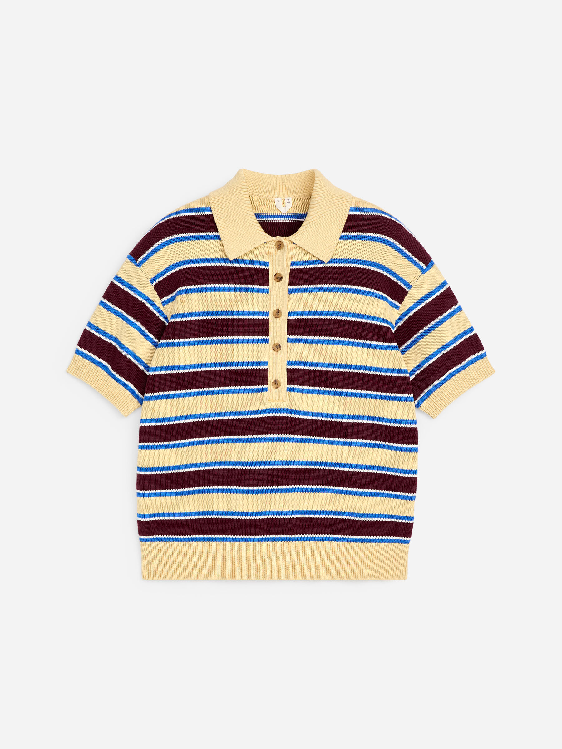 Polo en coton à manches courtes - Jaune/Bleu - Regular fit - Femme - StillMedia/DescriptiveStillLife - 1