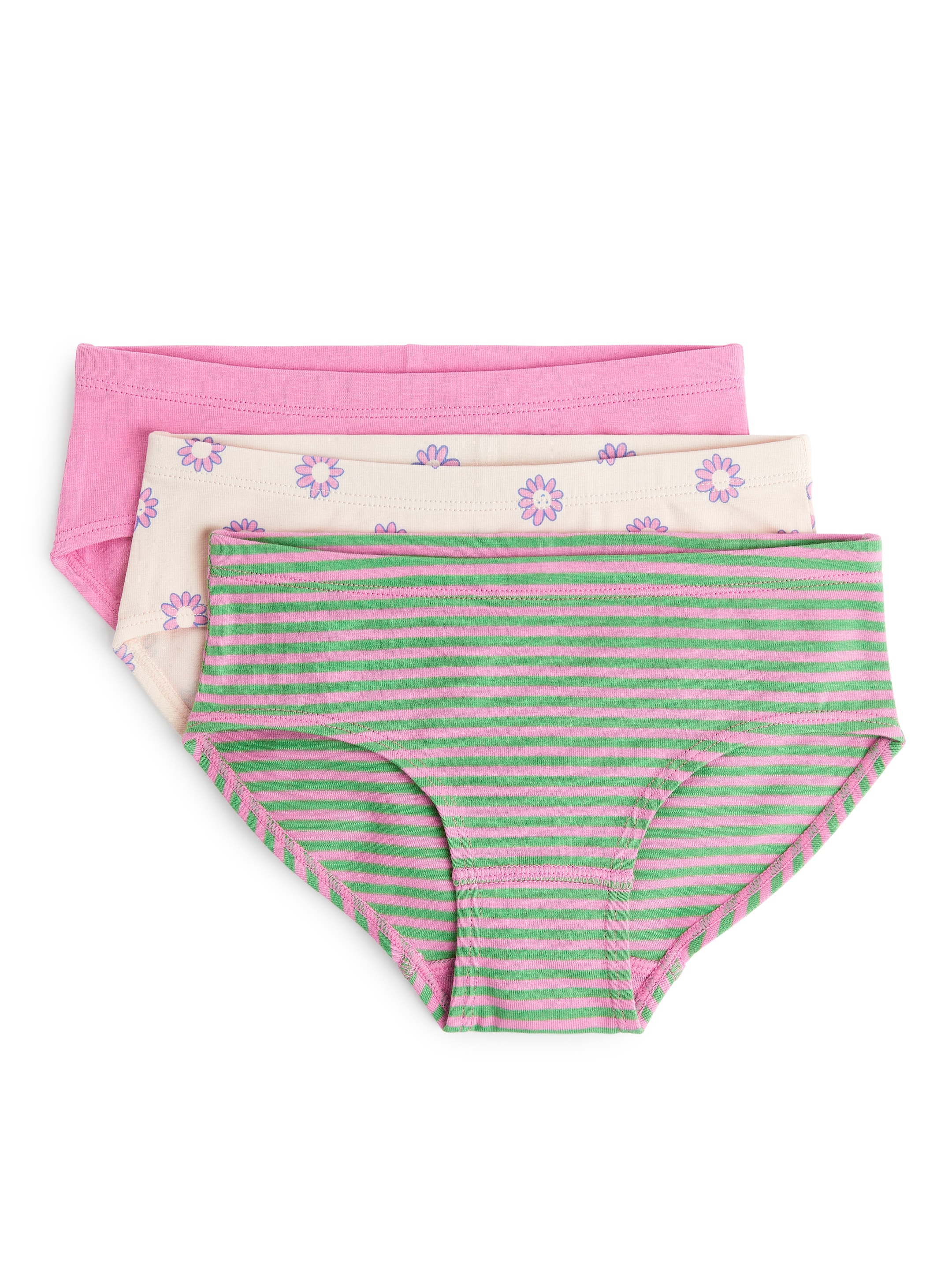 Cotton Jersey Briefs Set of 3 - Pink/White/Green - Regular fit - Children - StillMedia/DescriptiveStillLife - 1