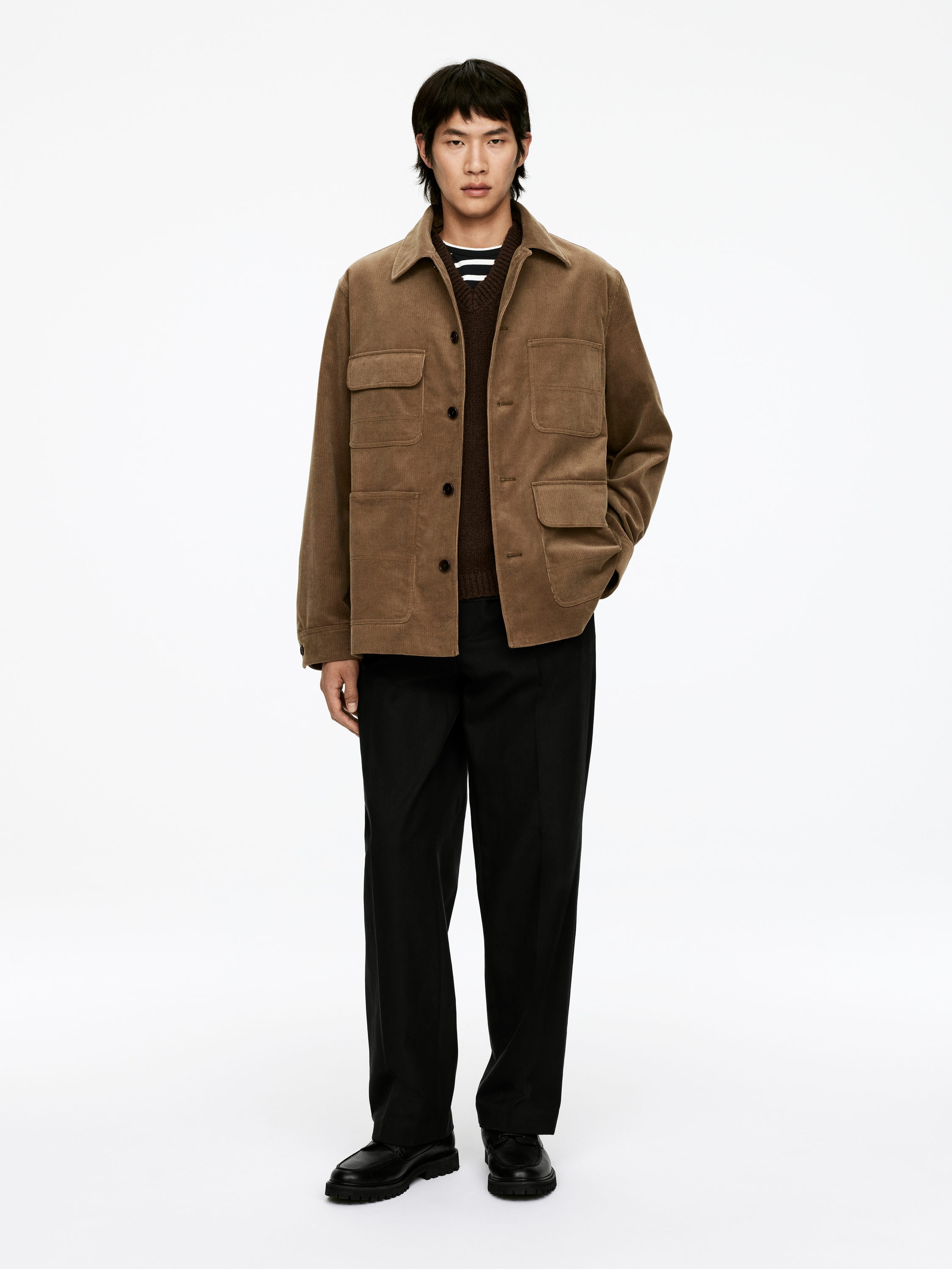 Corduroy Utility Jacket-#9D7F63-16111