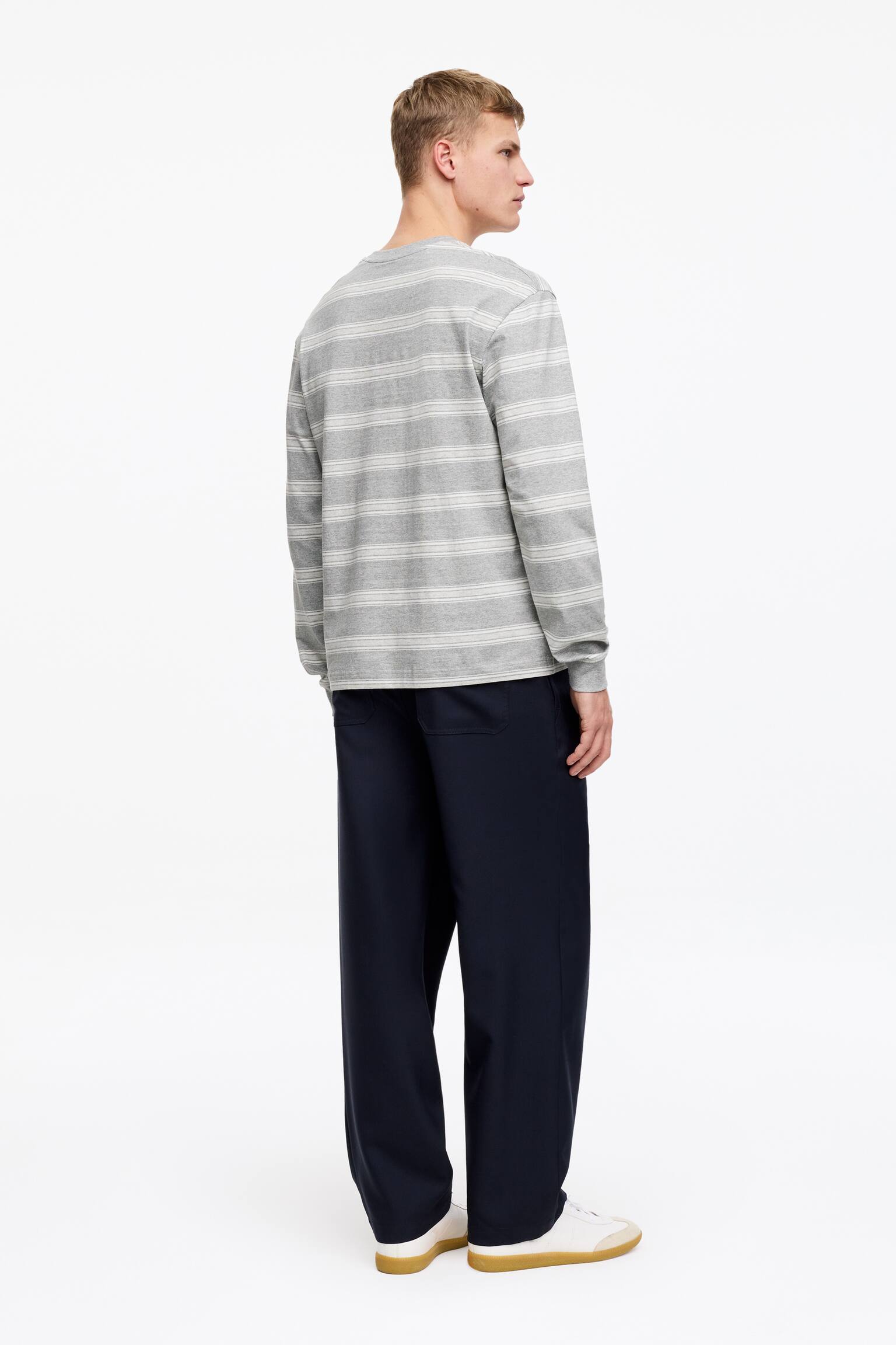 Χαλαρό Μακρυμάνικο T-Shirt - Γκρι/Λευκό - 4