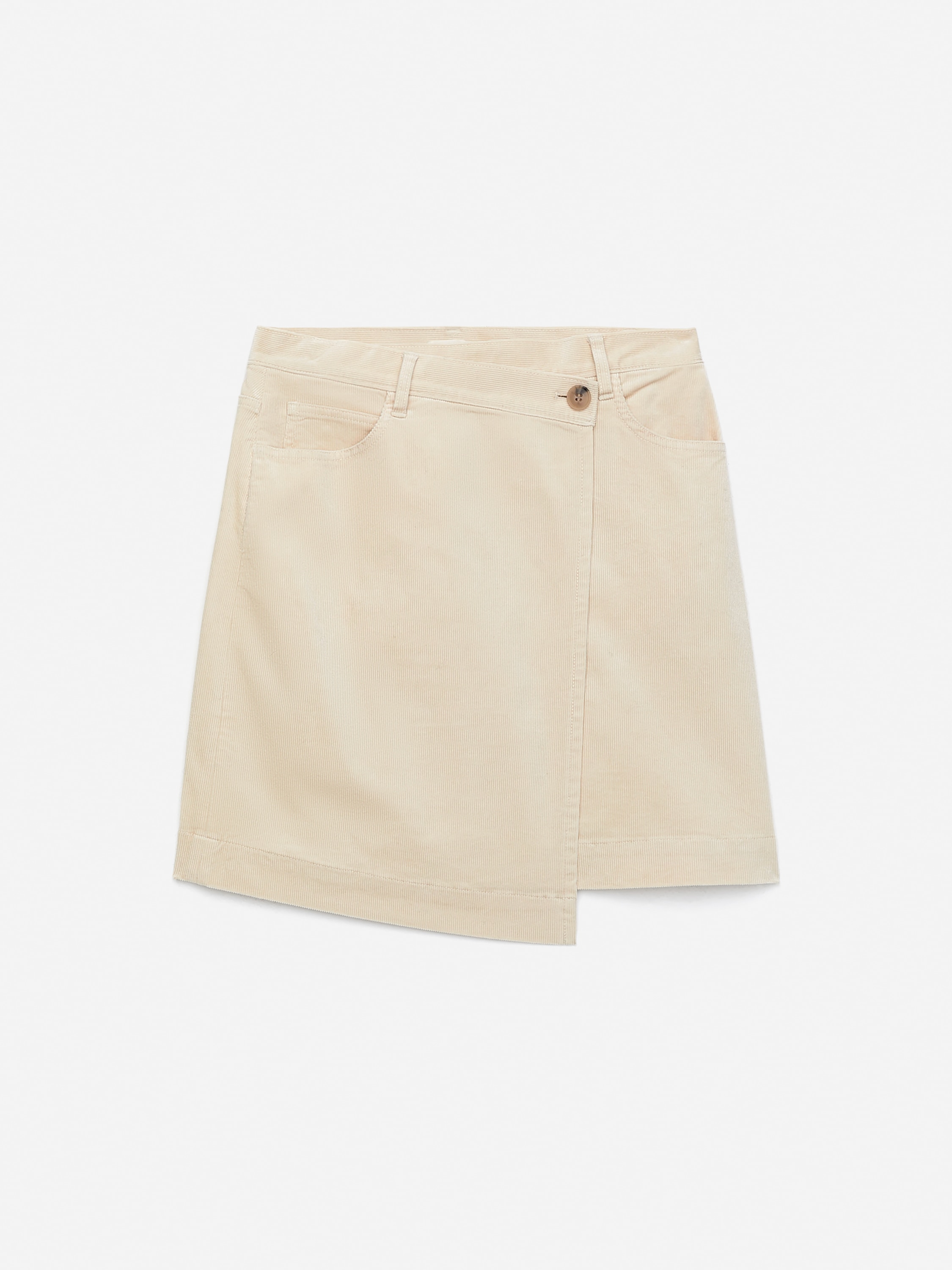 Jupe croisée en velours côtelé - Beige clair/Bleu foncé