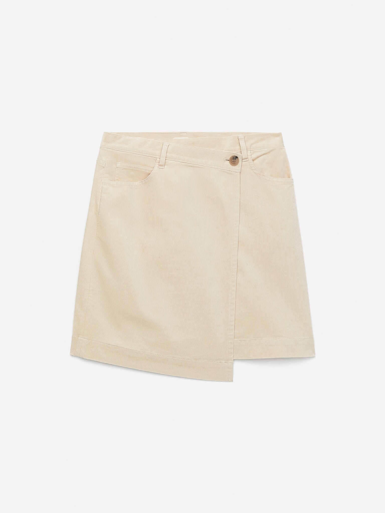 Kordfløyelomslagsskjørt - Lys beige - 2