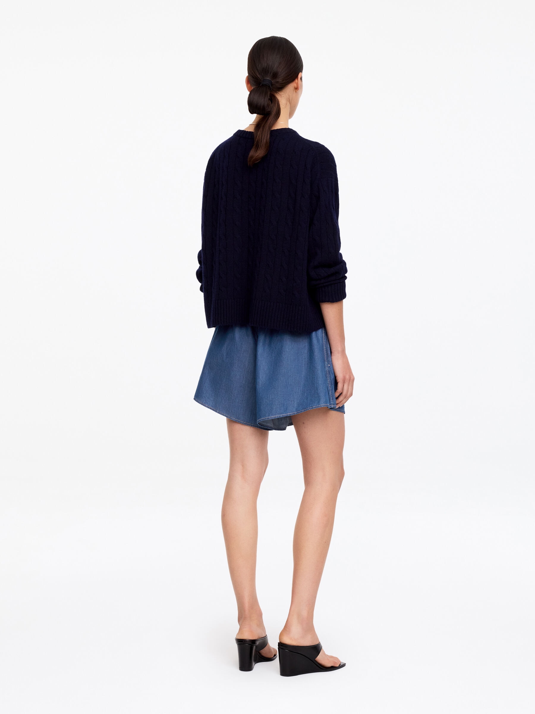 Denim Pull-On Shorts - Blue - Regular fit - Women - StillMedia/Lookbook - 4
