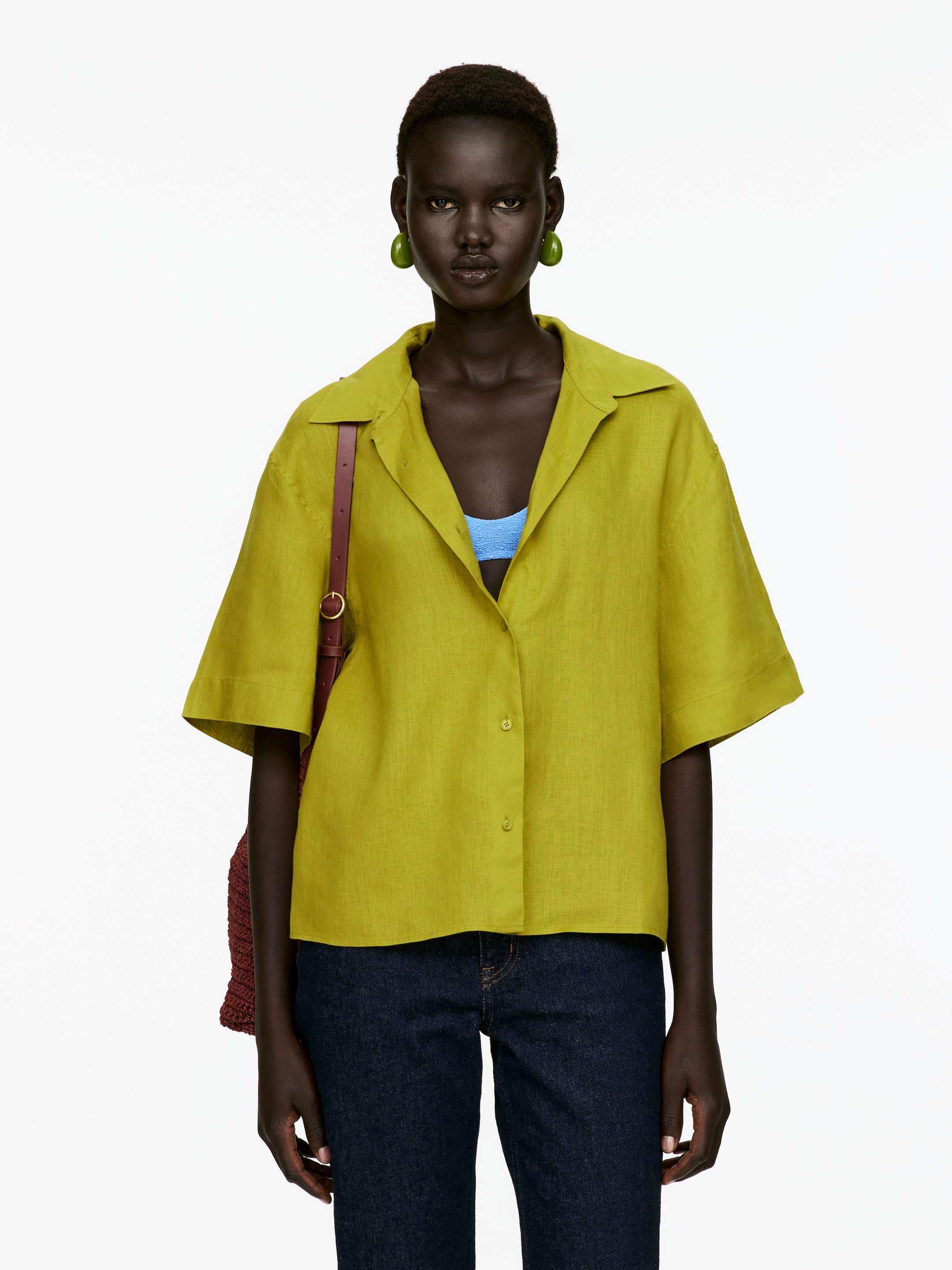 Größeres Bild ansehen: Lockeres Leinenhemd - Grün - Ladies | H&M DE 1