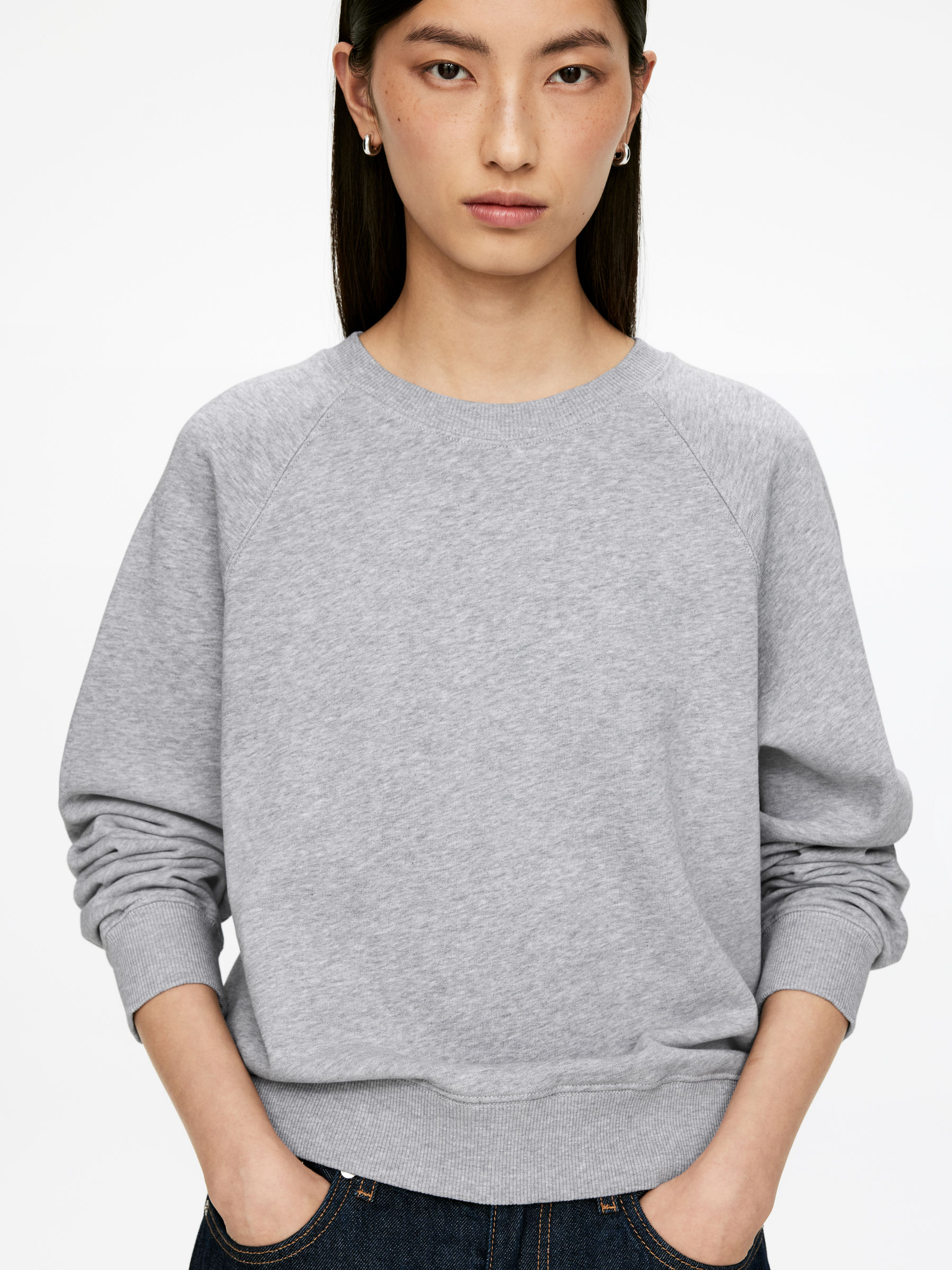 Terry Sweatshirt - Grey Melange - Regular fit - Women - StillMedia/Lookbook - 7